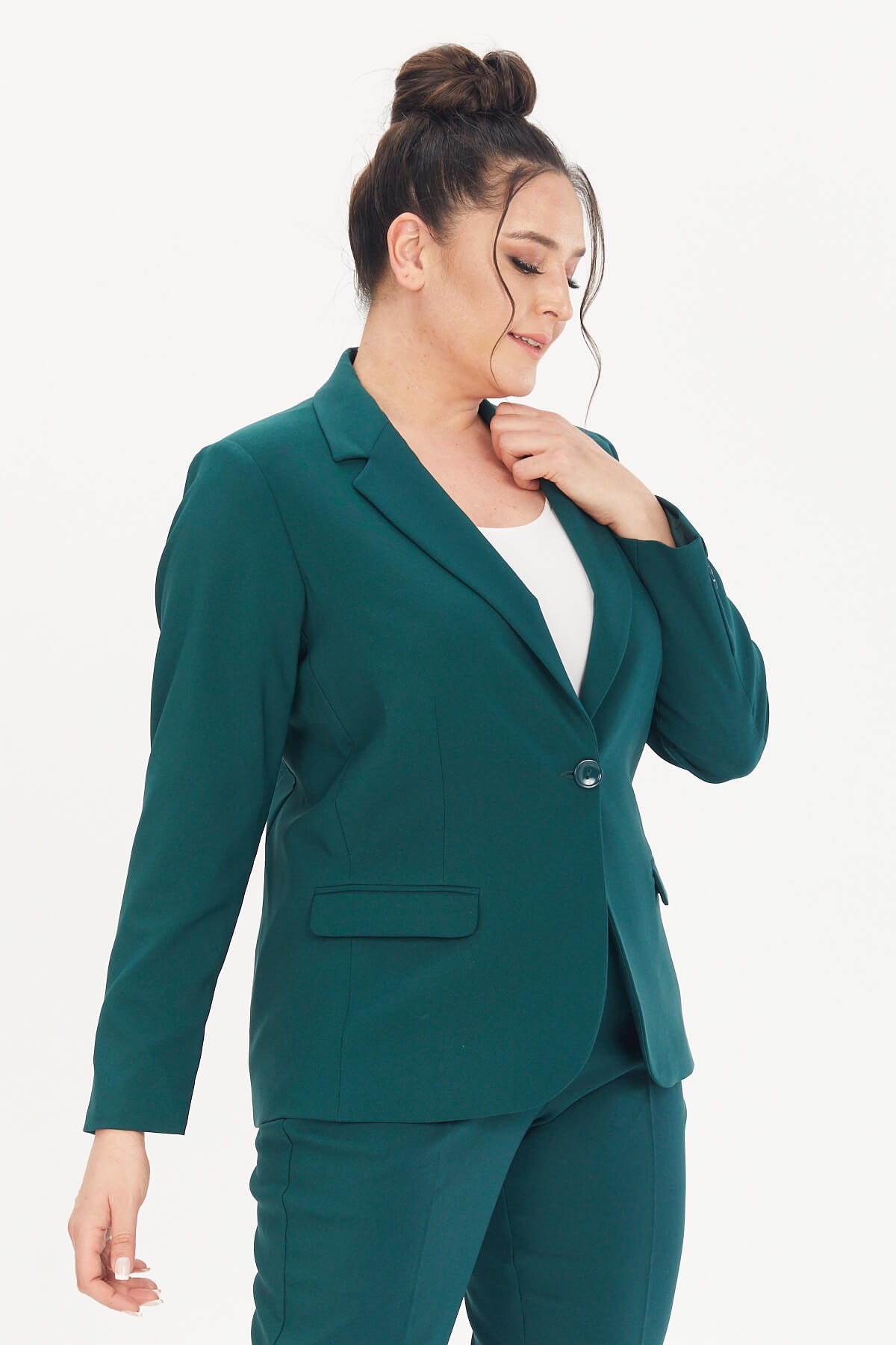 Myline-Astarlı Blazer Ceket-Büyük Beden Ceket-66598