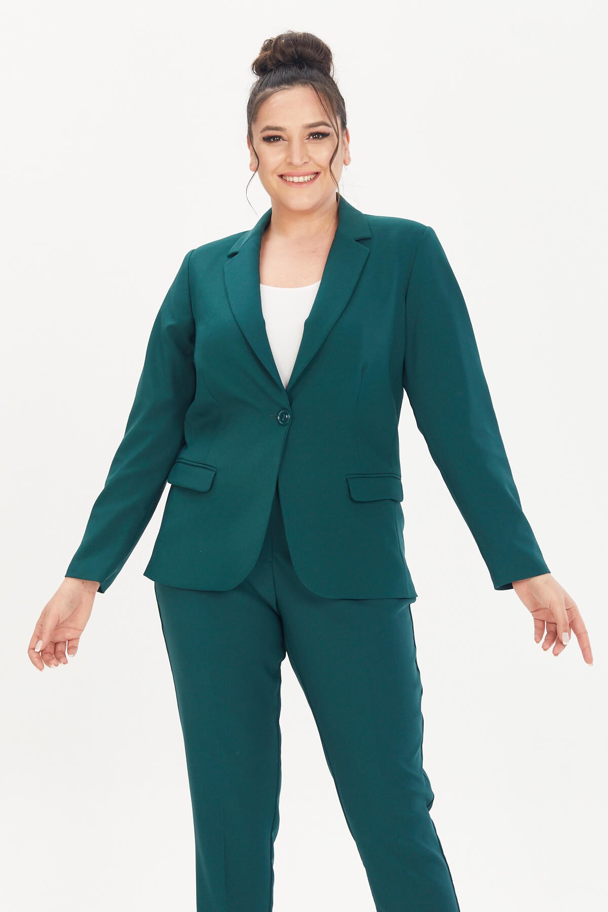 Myline-Astarlı Blazer Ceket-Büyük Beden Ceket-66598