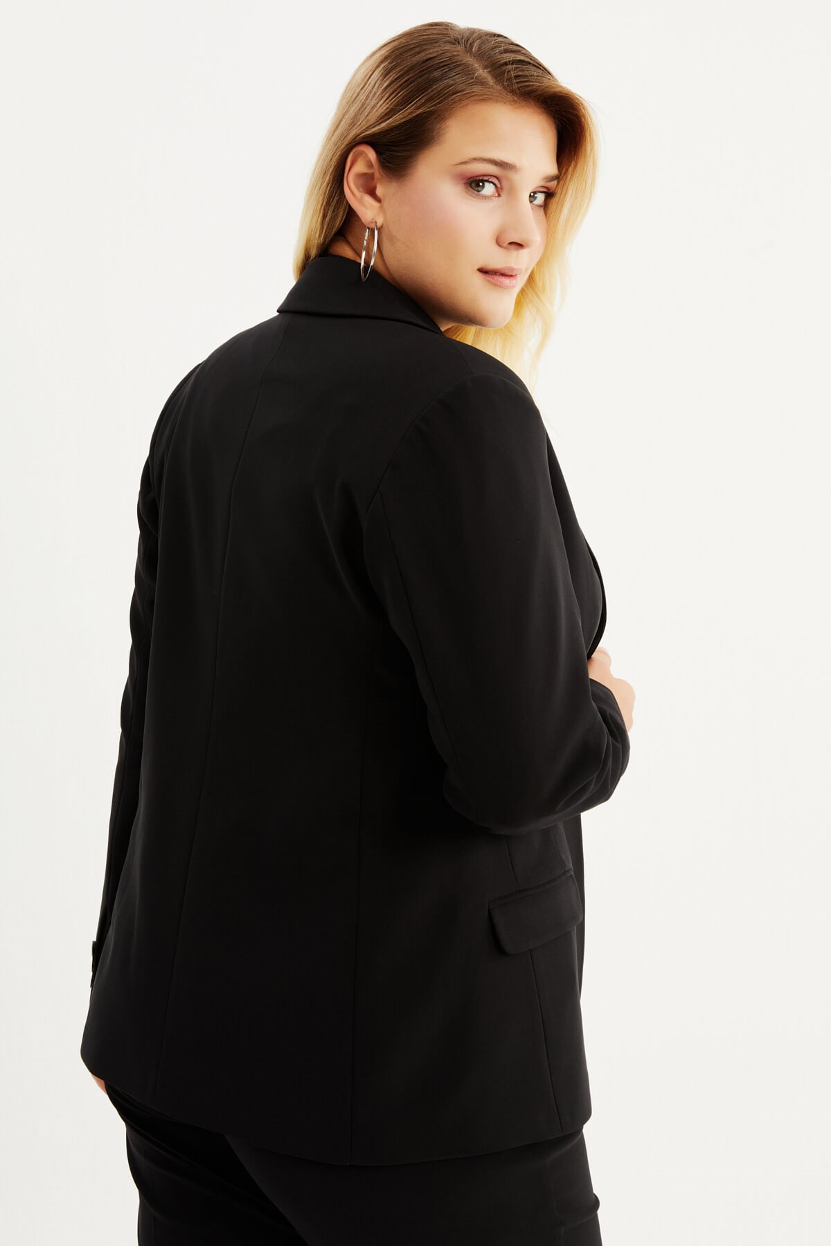 Myline-Astarlı Blazer Ceket-Büyük Beden Ceket-77843