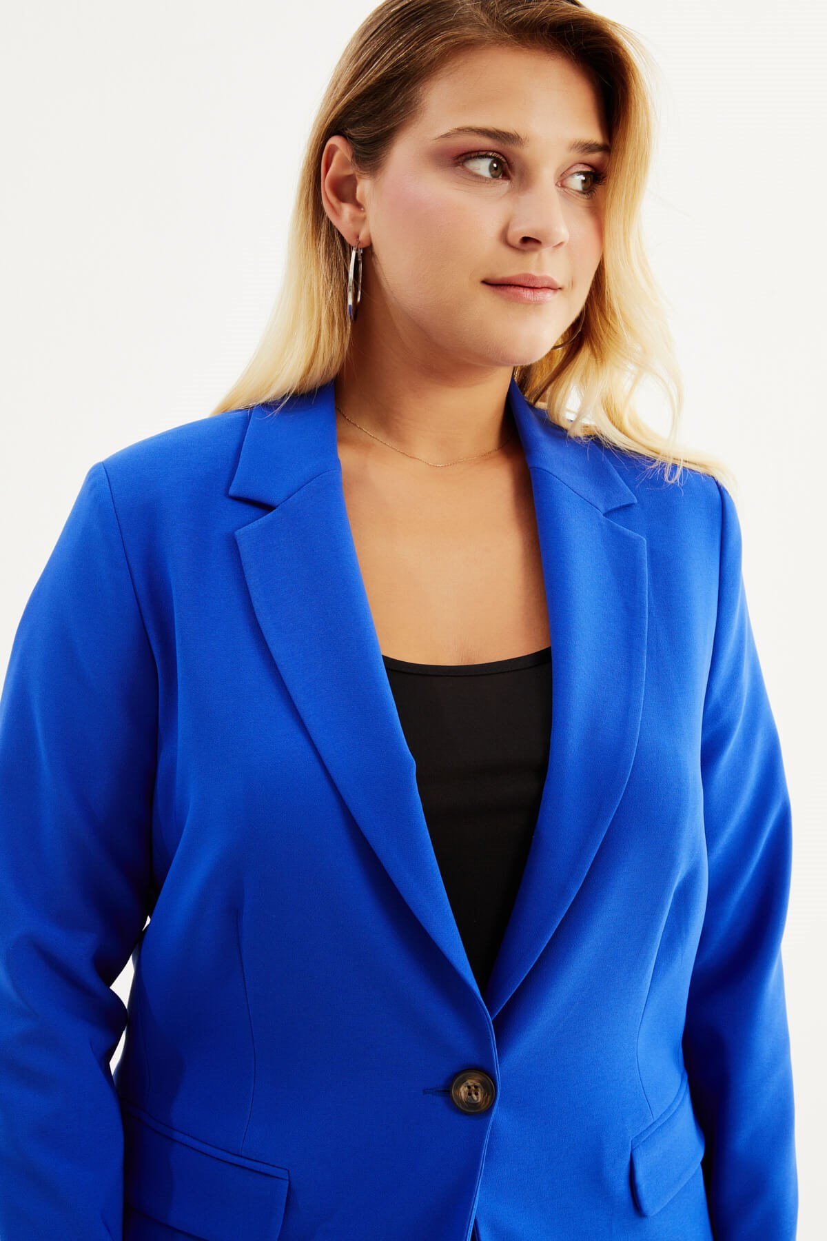 Myline-Astarlı Blazer Ceket-Büyük Beden Ceket-87849