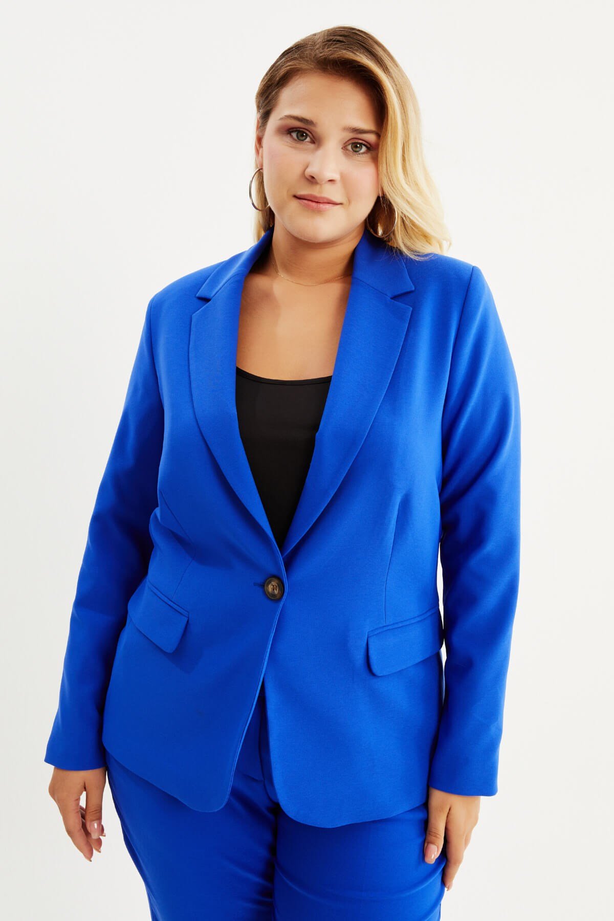 Myline-Astarlı Blazer Ceket-Büyük Beden Ceket-87849