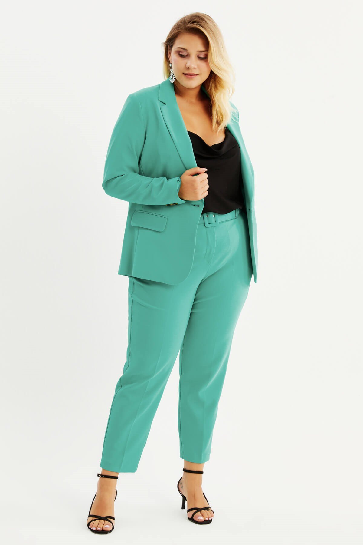 Myline-Astarlı Blazer Ceket-Büyük Beden Ceket-87865