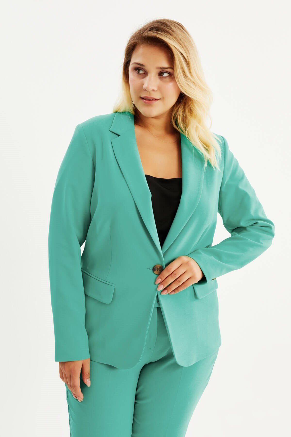 Myline-Astarlı Blazer Ceket-Büyük Beden Ceket-87865