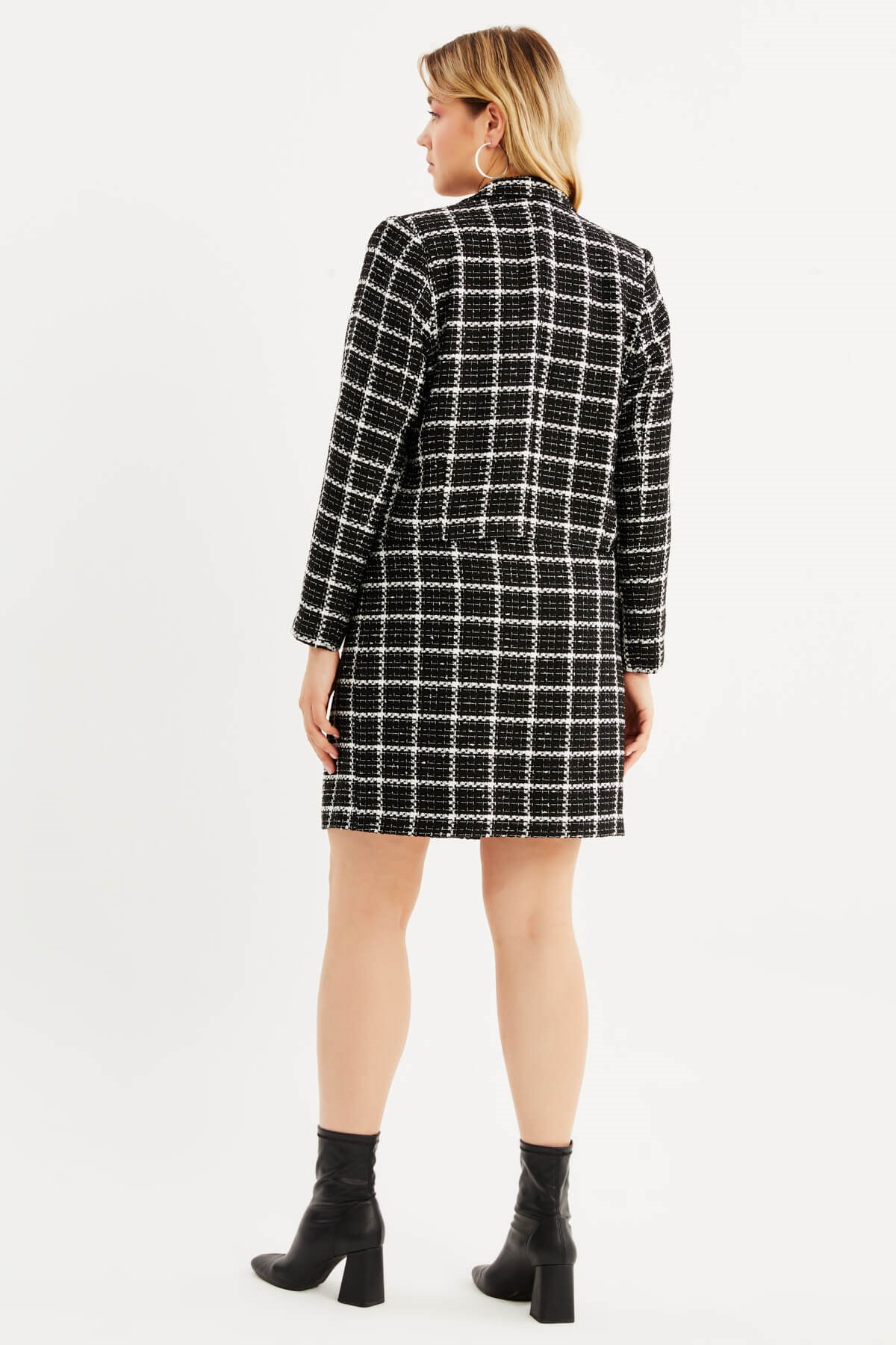 Myline-Astarlı Blazer Tüvit Ceket-Büyük Beden Ceket-87986