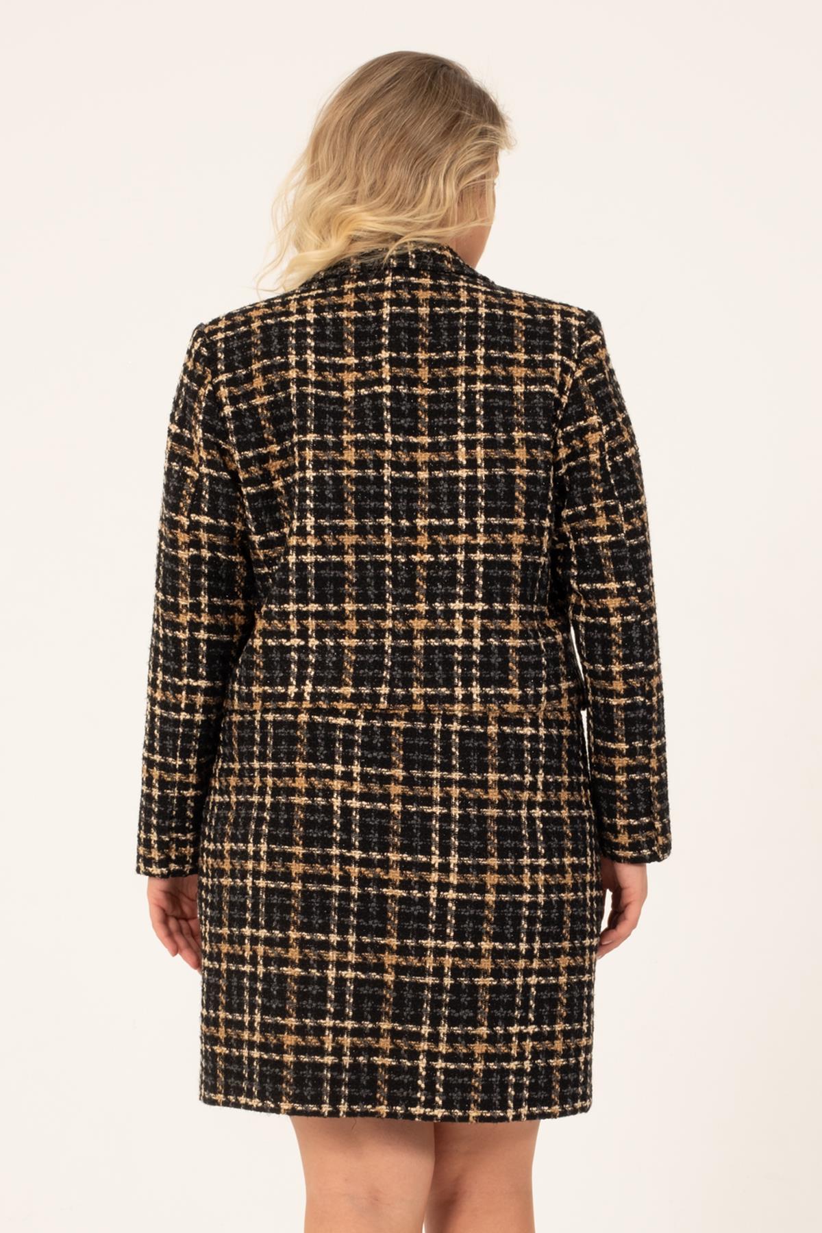 Myline-Astarlı Crop Tüvit Ceket-Büyük Beden Ceket-128763