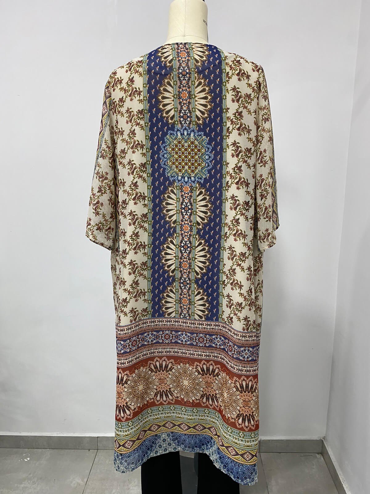 Myline-Astarlı Desenli Kimono-Büyük Beden Outlet-66489