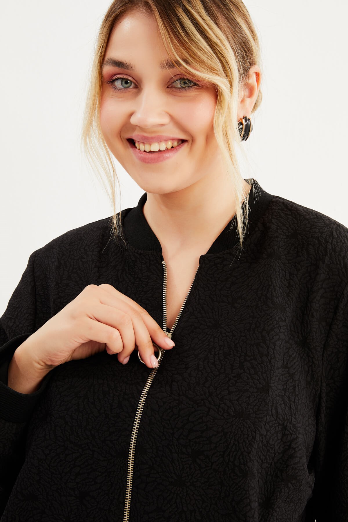 Myline-Astarlı Fermuarlı Bomber Ceket-Büyük Beden Ceket-77207