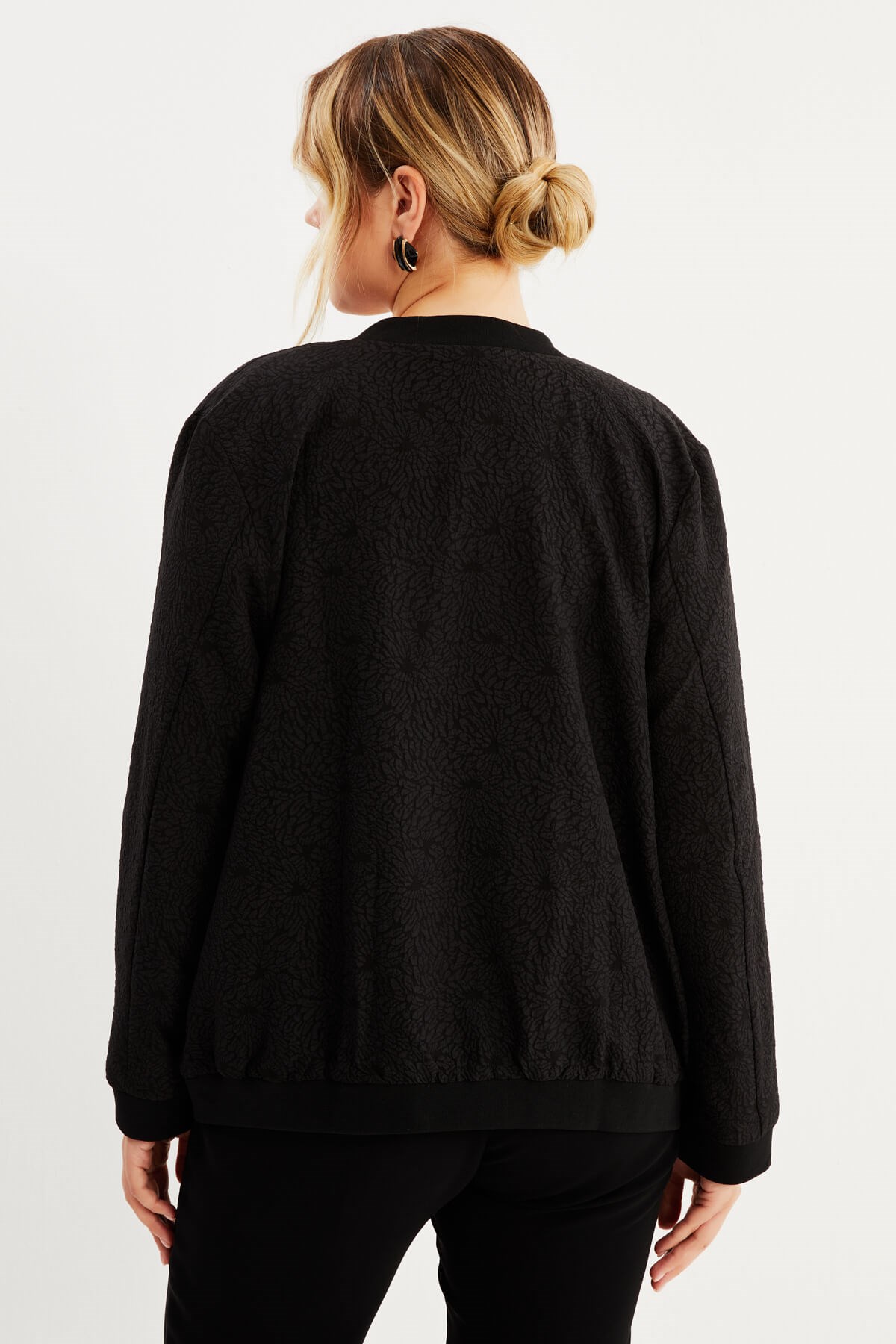 Myline-Astarlı Fermuarlı Bomber Ceket-Büyük Beden Ceket-77207