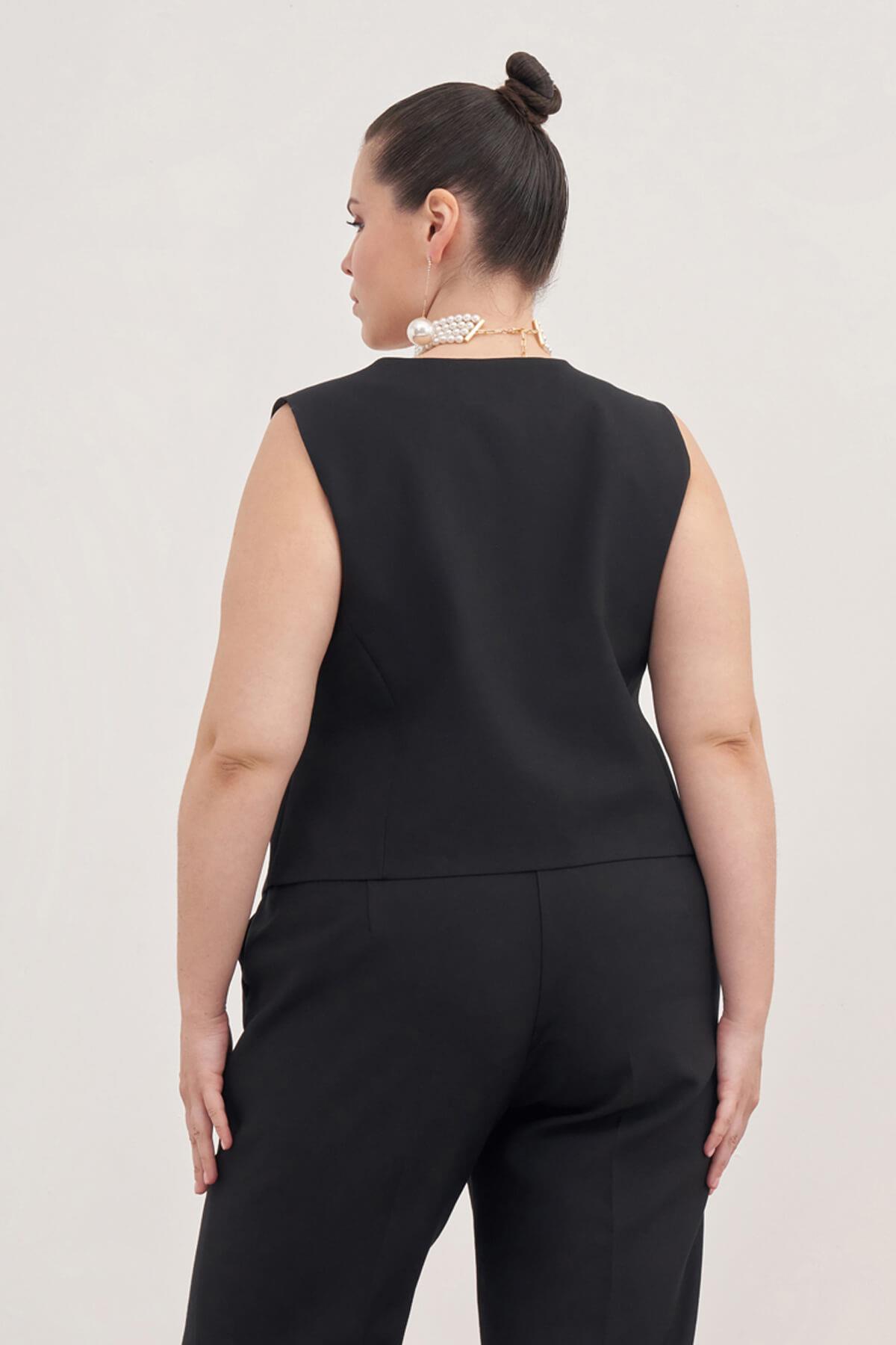 Myline-Astarlı Klasik Yelek-Büyük Beden Hırka-128777