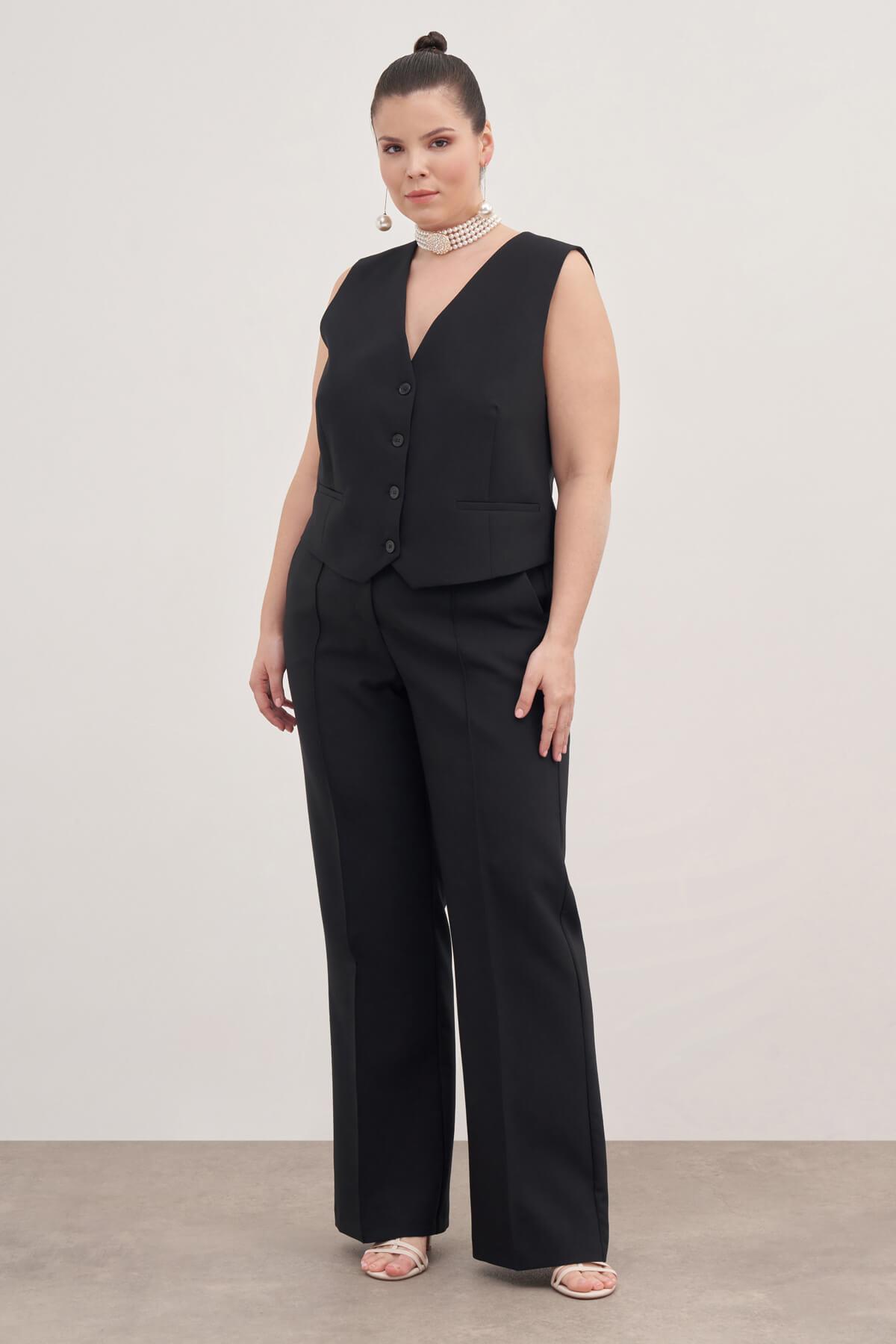 Myline-Astarlı Klasik Yelek-Büyük Beden Hırka-128777