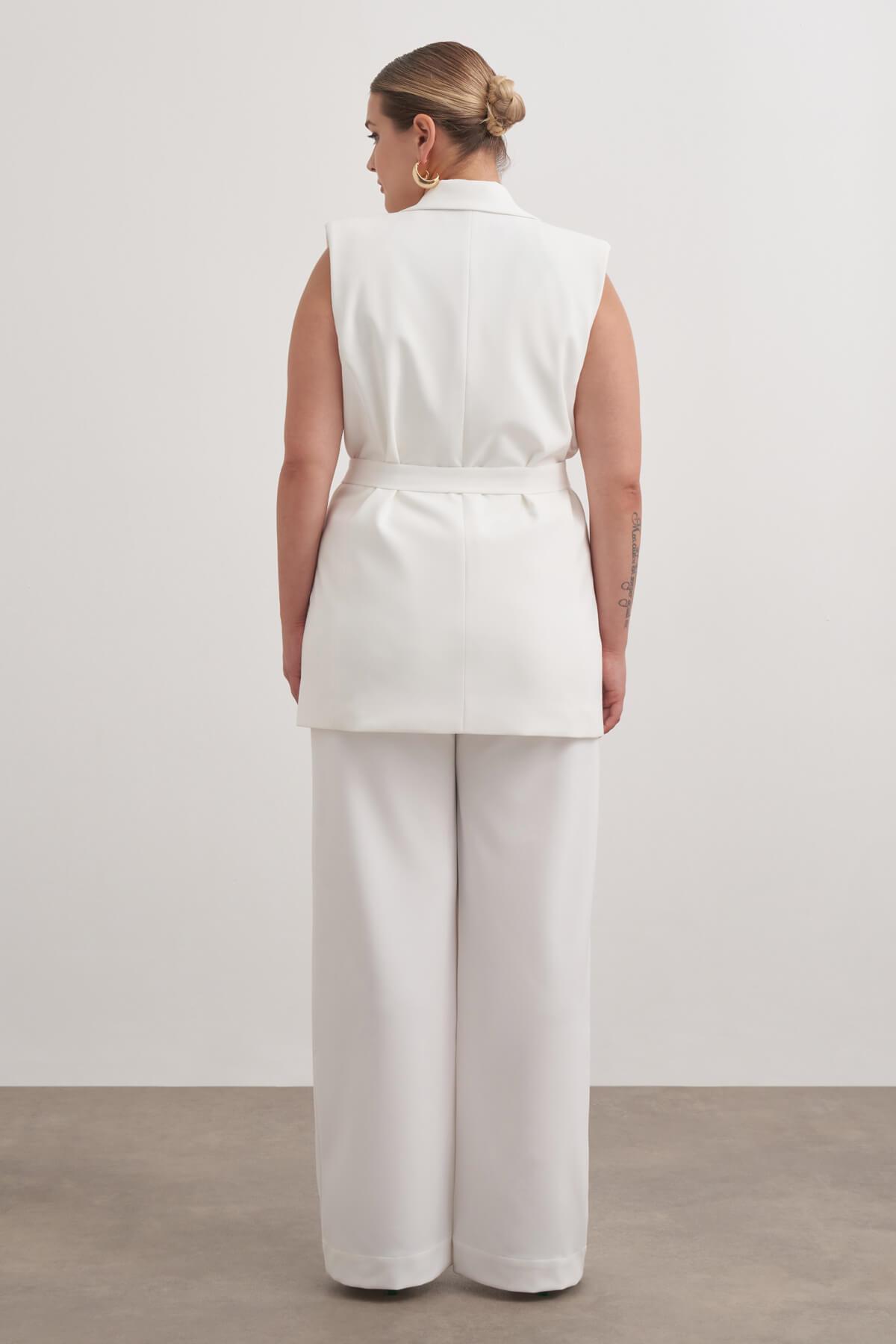 Myline-Astarlı Kuşaklı Uzun Yelek-Büyük Beden Yelek-149594