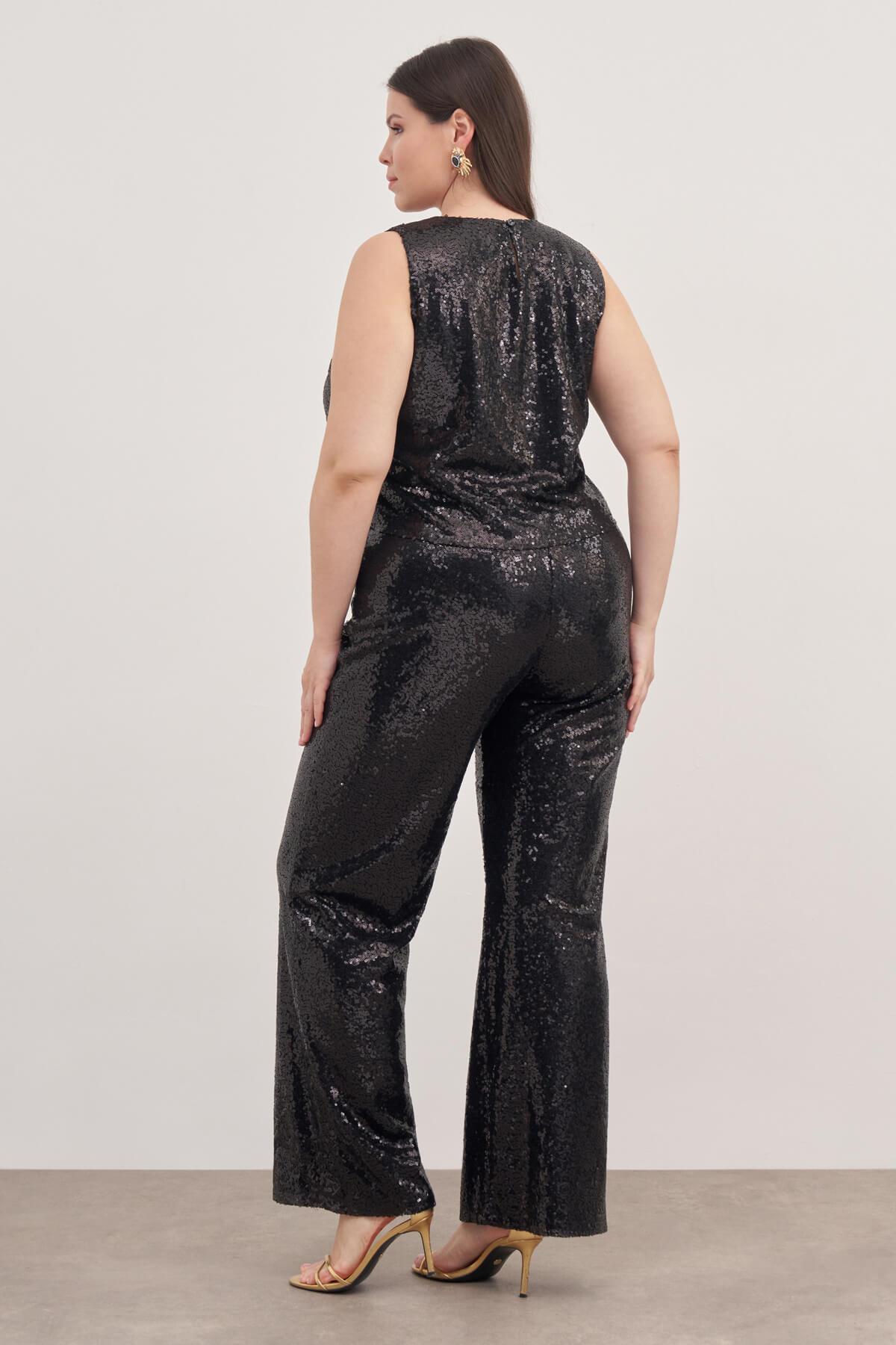 Myline-Astarlı Payetli Top-Büyük Beden Tişört-129008