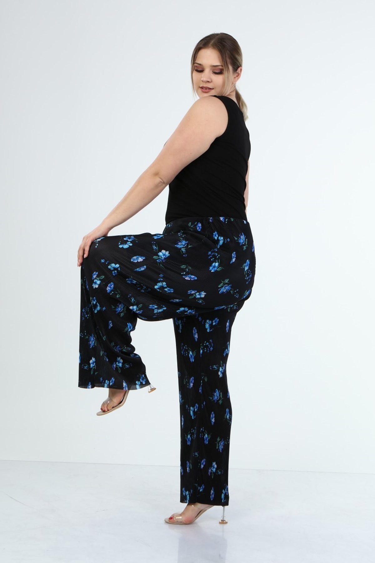 Myline-Astarlı Plise Pantolon-Büyük Beden Pantolon-46014