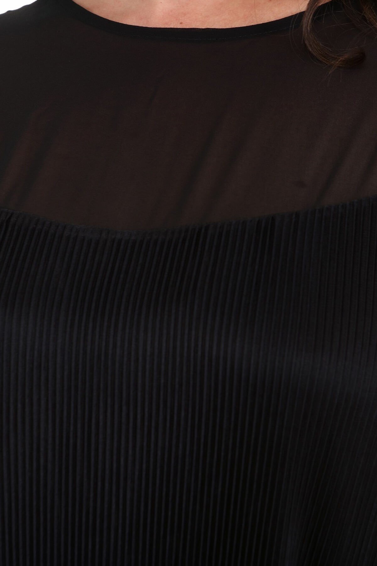 Myline-Astarlı Pliseli Elbise-Büyük Beden Abiye Elbise-66949