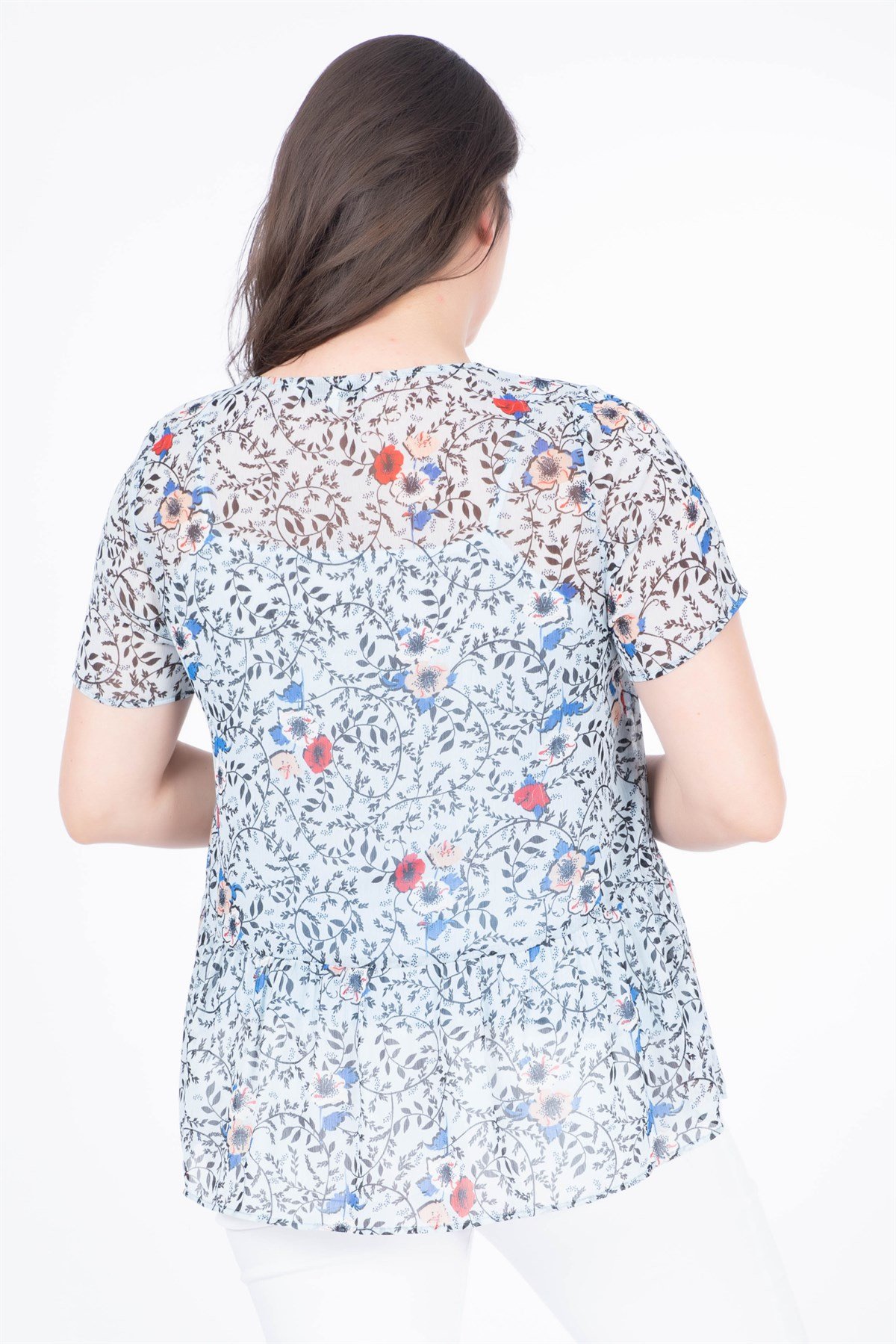 Myline-Astarlı Şifon Bluz-Bluz-34630