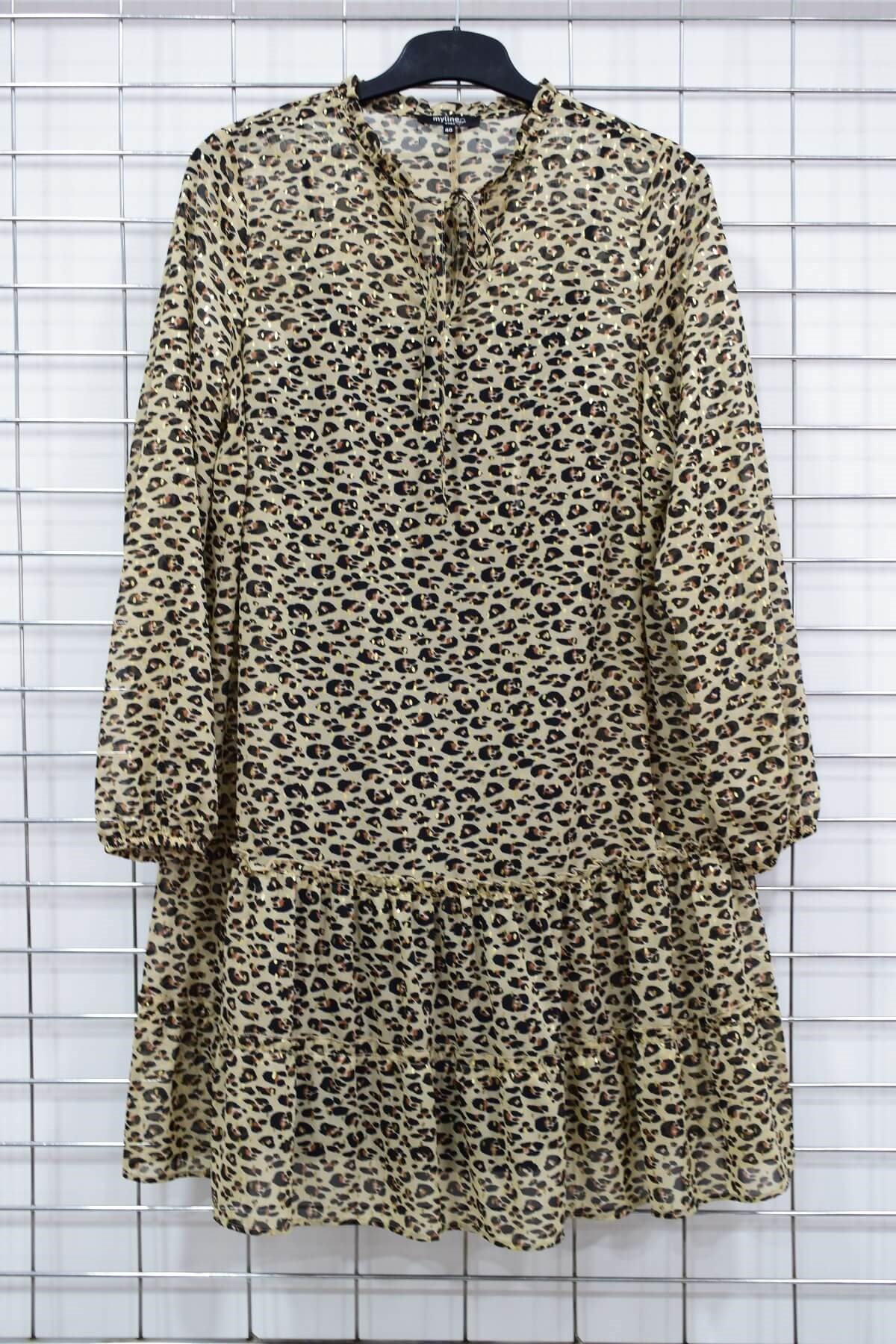 Myline-Astarlı Şifon Elbise-Büyük Beden Günlük Elbiseler-56245