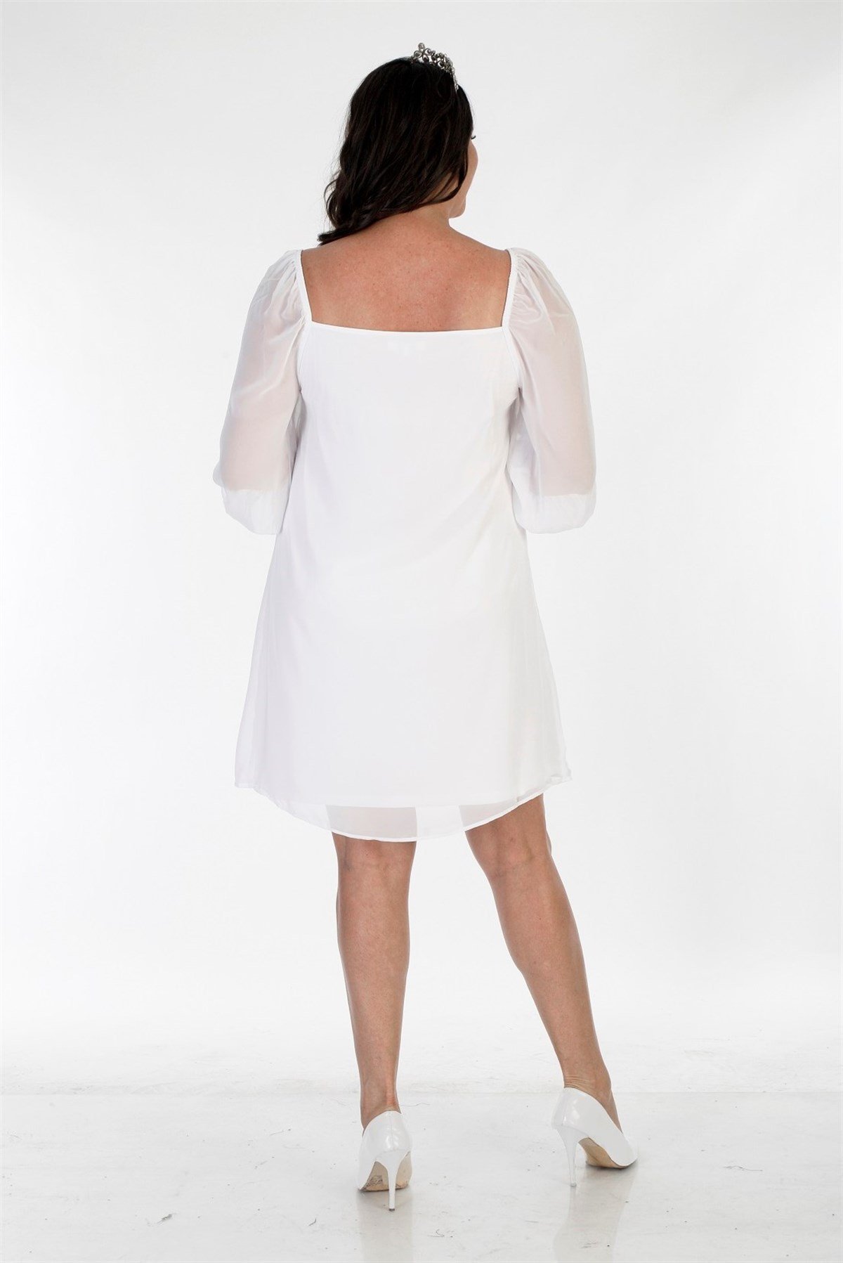 Myline-Astarlı Şifon Prenses Kol Elbise-Büyük Beden Abiye Elbise-67009