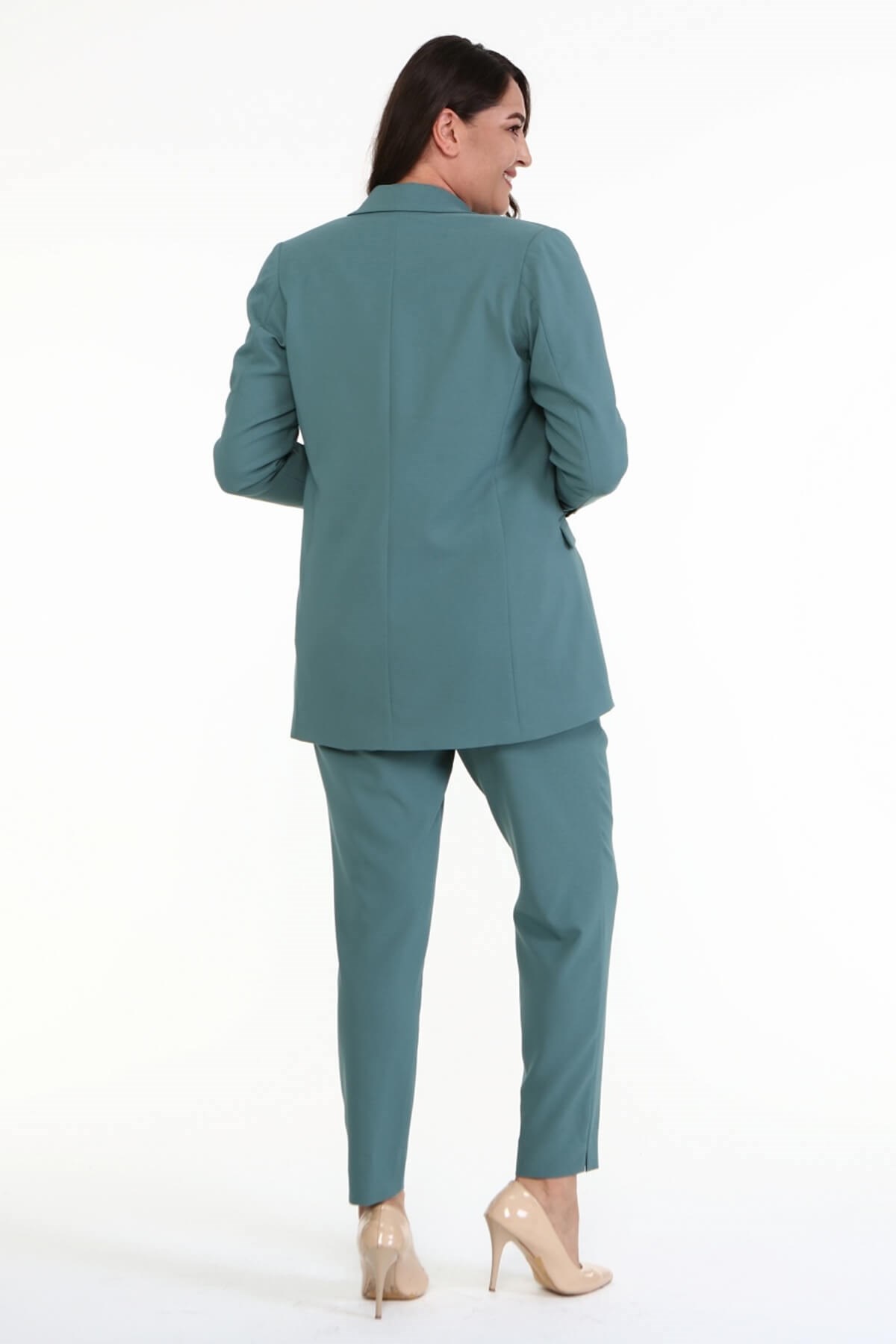 Myline-Astarlı Uzun Blazer Ceket-Büyük Beden Ceket-77160