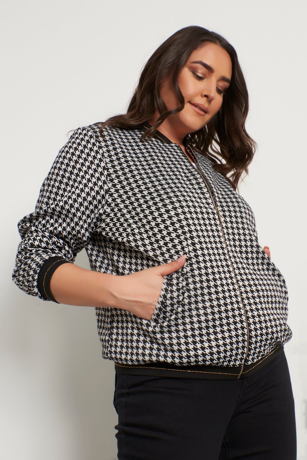 Myline-Astarsız Bomber Ceket-Büyük Beden Ceket-56299