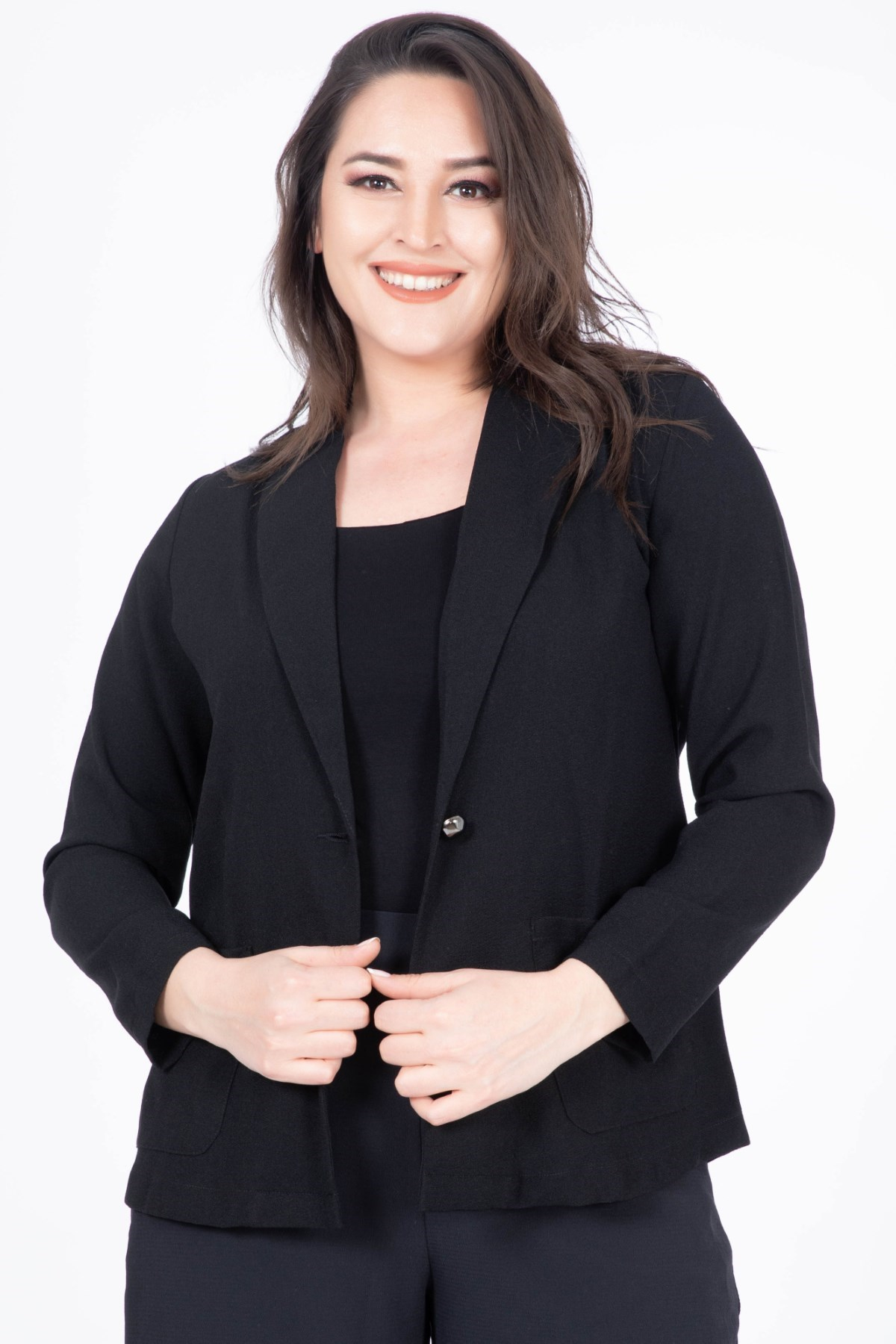 Myline-Astarsız Ceket-Büyük Beden Ceket-23523-m