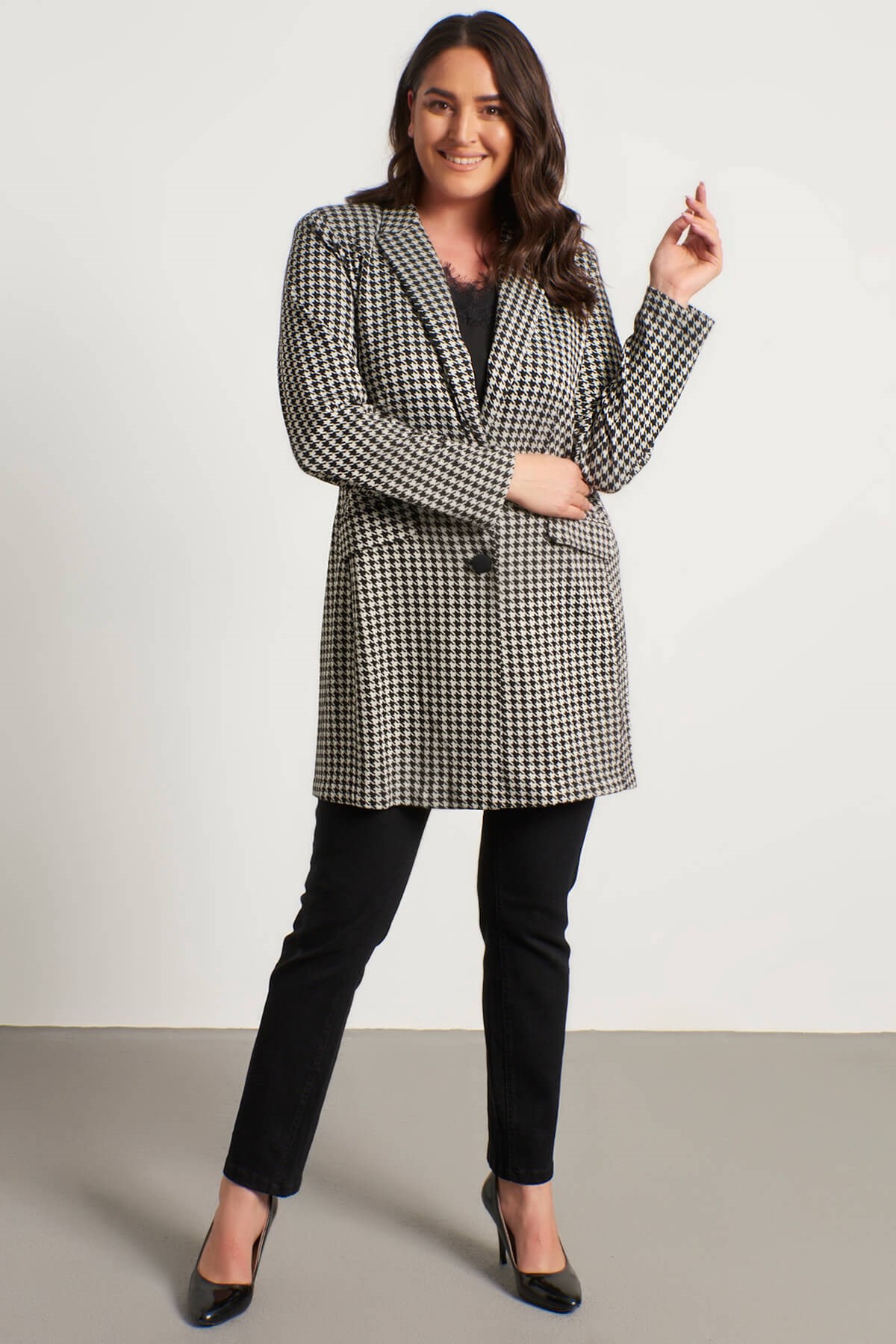 Myline-Astarsız Örme Uzun Ceket-Büyük Beden Ceket-56089