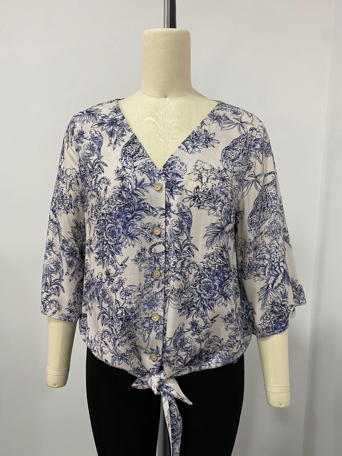 Myline-Bağlama Detaylı Bluz-Büyük Beden Outlet-66534