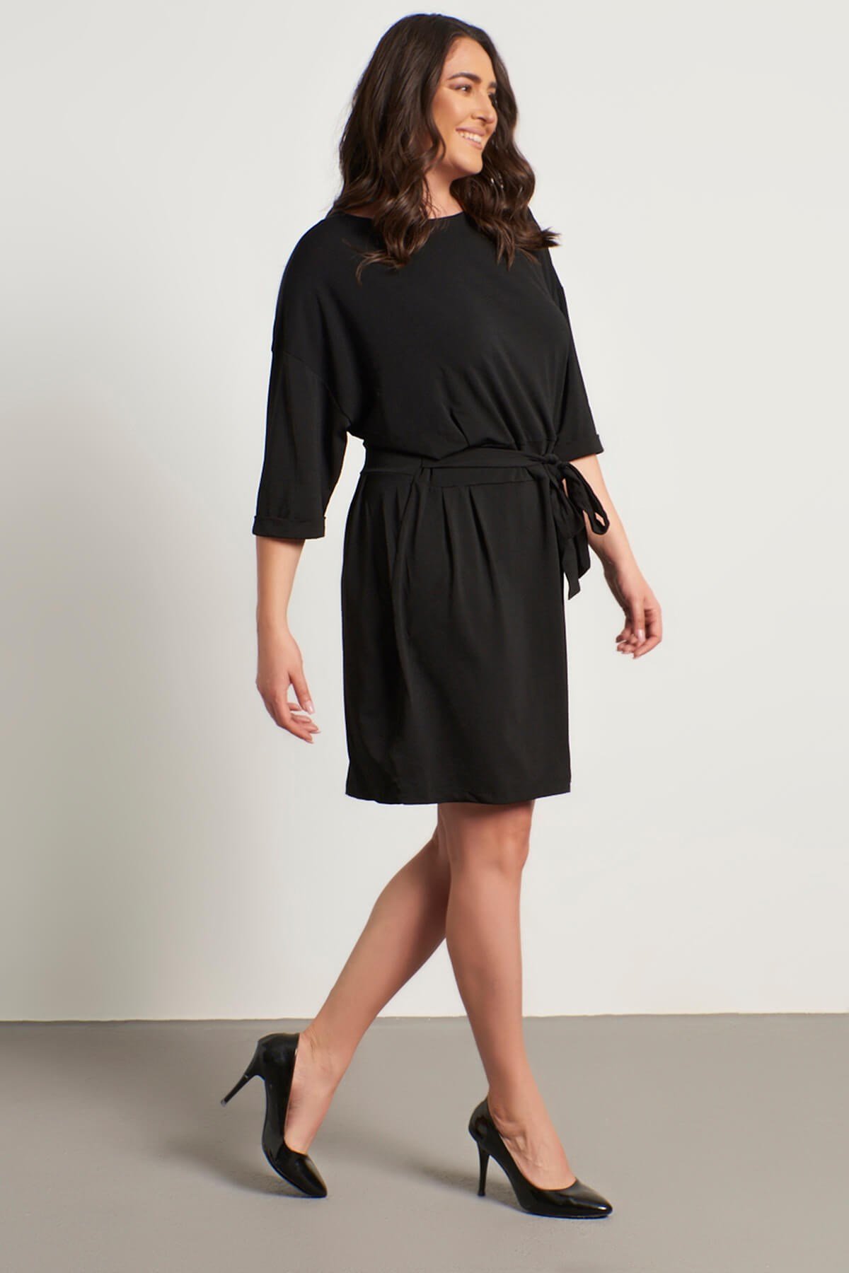 Myline-Bağlama Detaylı Elbise-Büyük Beden Günlük Elbiseler-56044