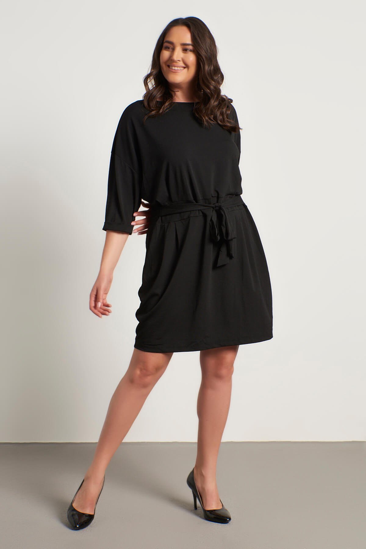 Myline-Bağlama Detaylı Elbise-Büyük Beden Günlük Elbiseler-56044