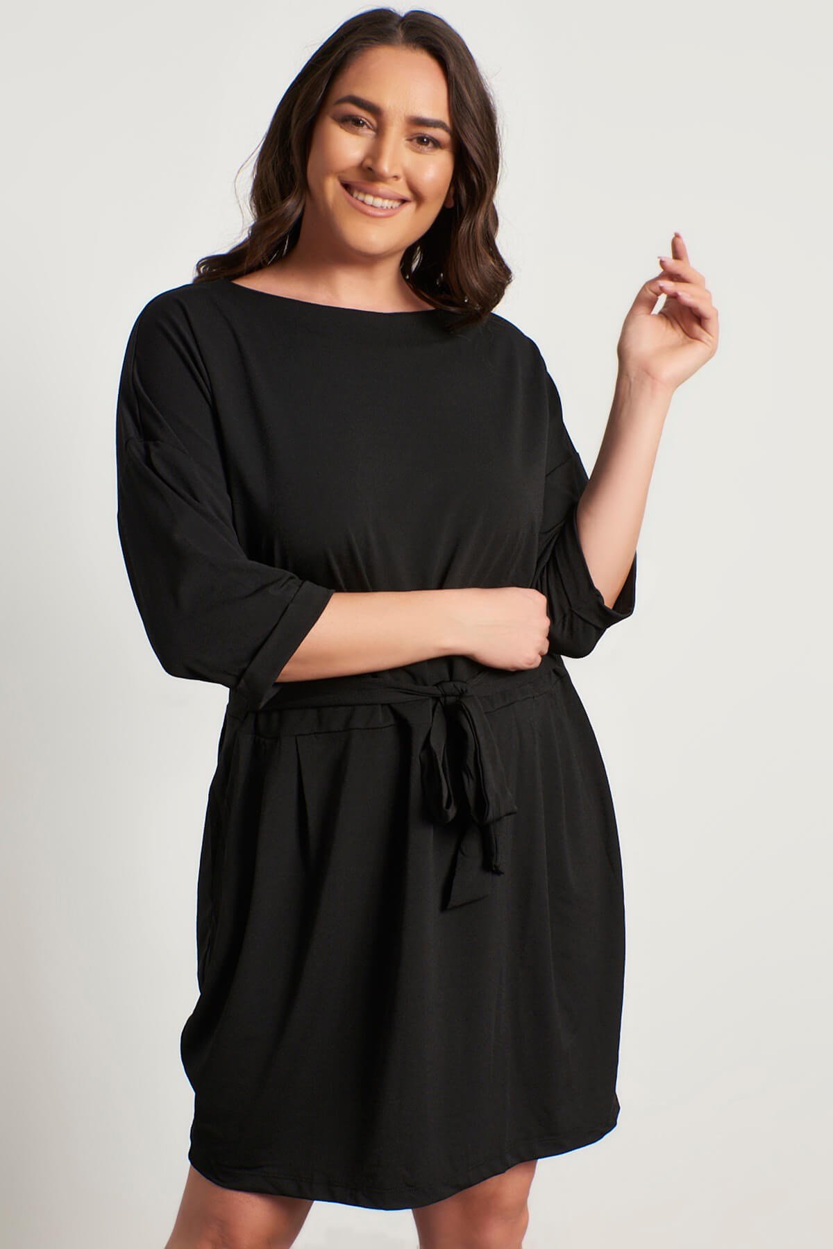 Myline-Bağlama Detaylı Elbise-Büyük Beden Günlük Elbiseler-56044