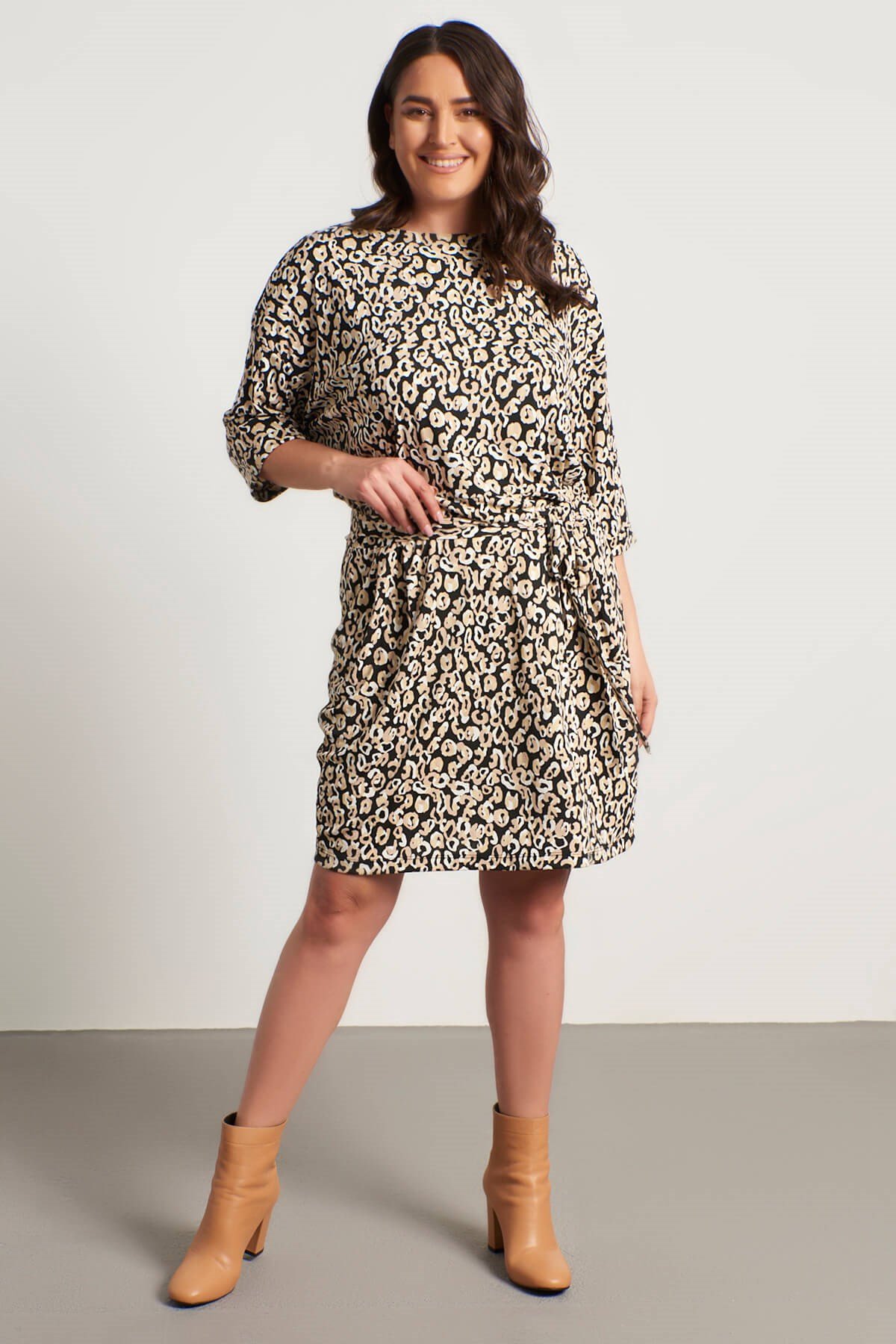 Myline-Bağlama Detaylı Elbise-Büyük Beden Günlük Elbiseler-56054