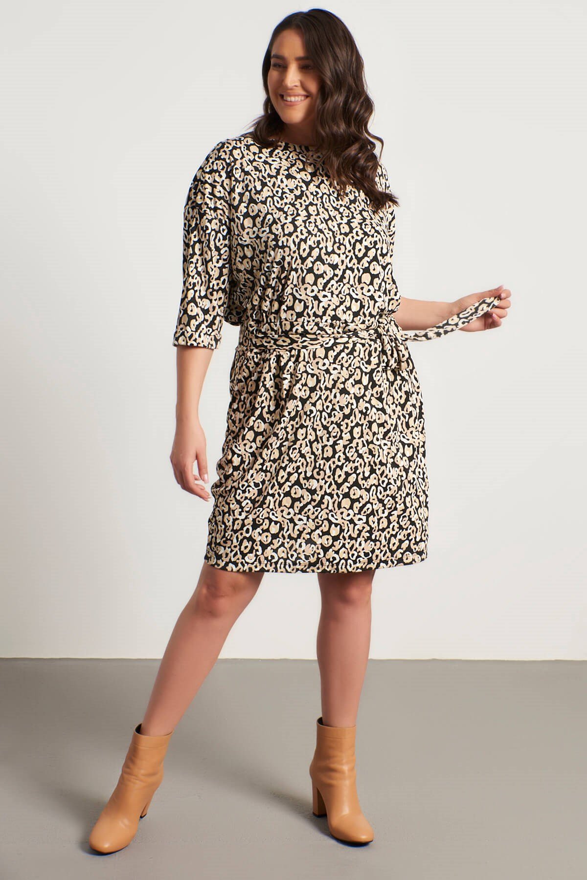 Myline-Bağlama Detaylı Elbise-Büyük Beden Günlük Elbiseler-56054