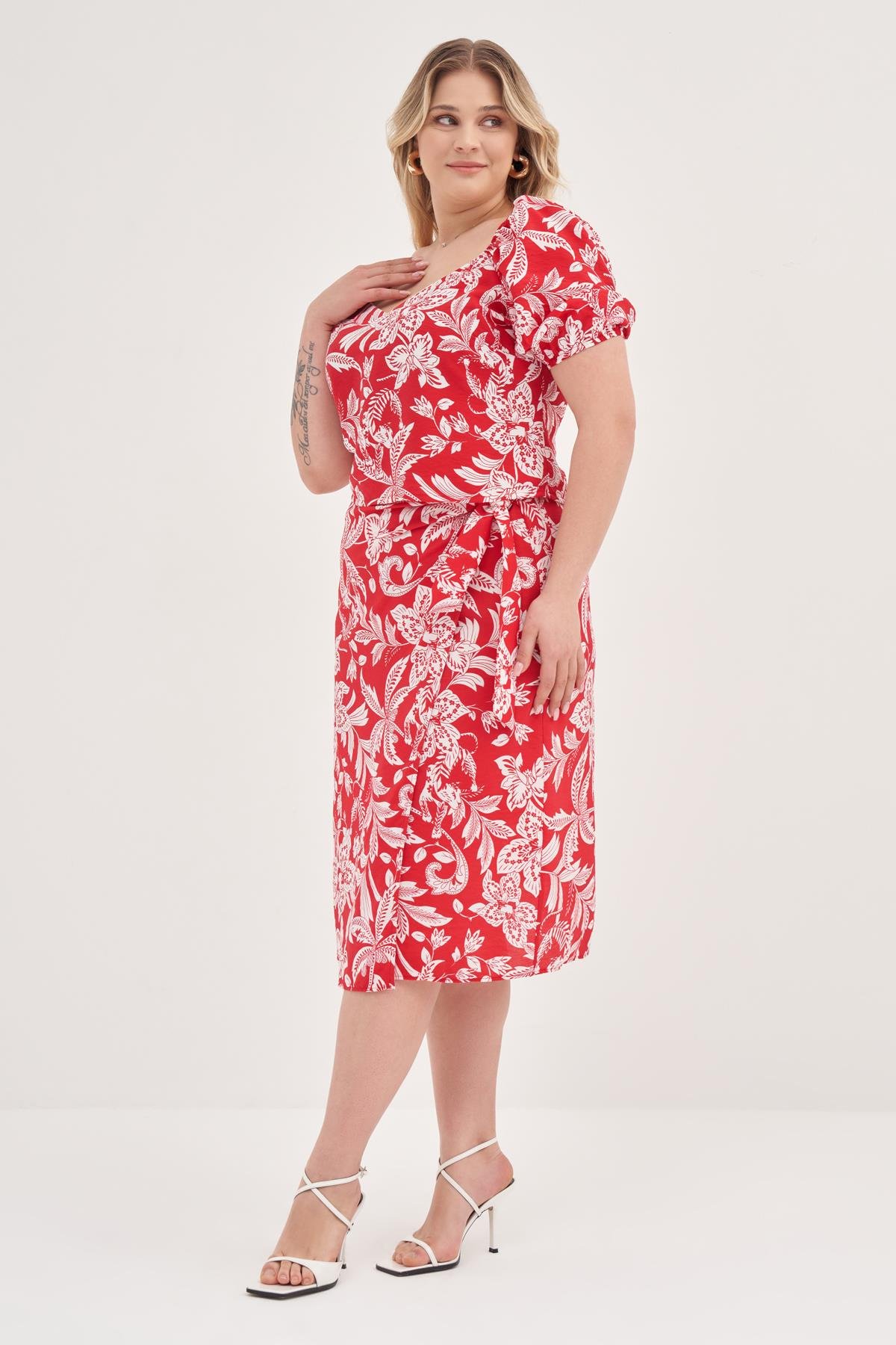 Myline-Bağlama Detaylı Etek-Büyük Beden Etek-139070