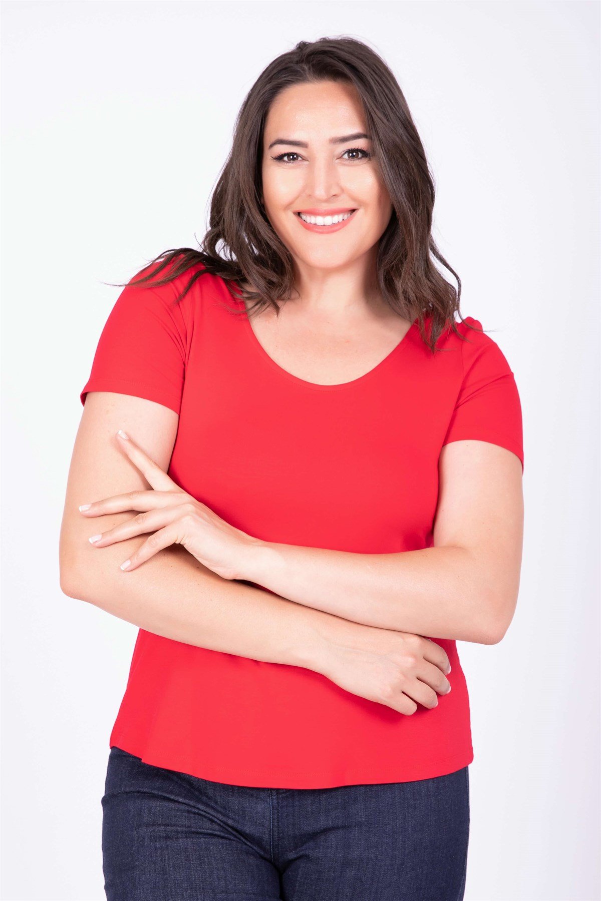 Myline-Balerin Yaka Bluz-Büyük Beden Bluz-34495