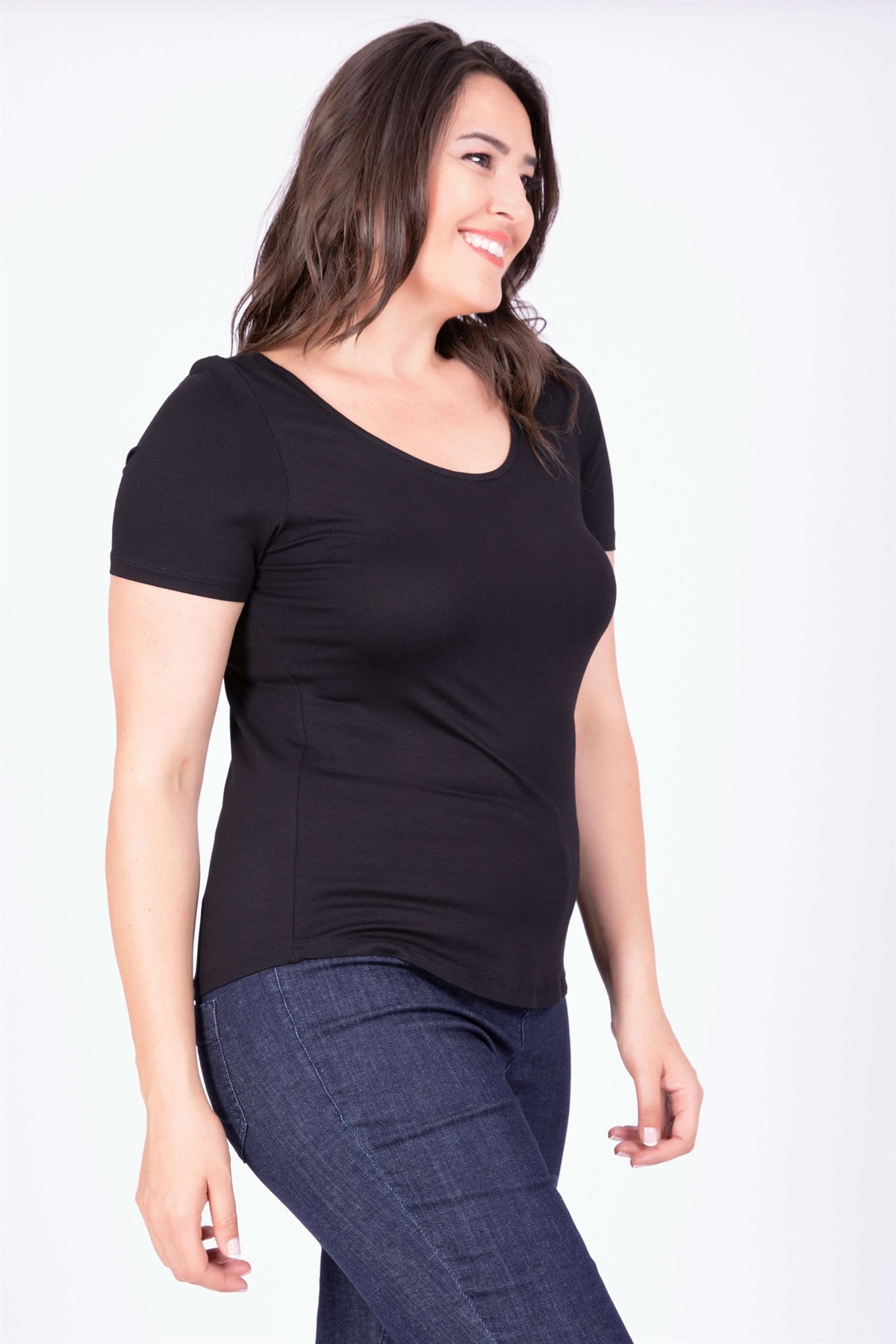 Myline-Balerin Yaka Bluz-Büyük Beden Bluz-34496