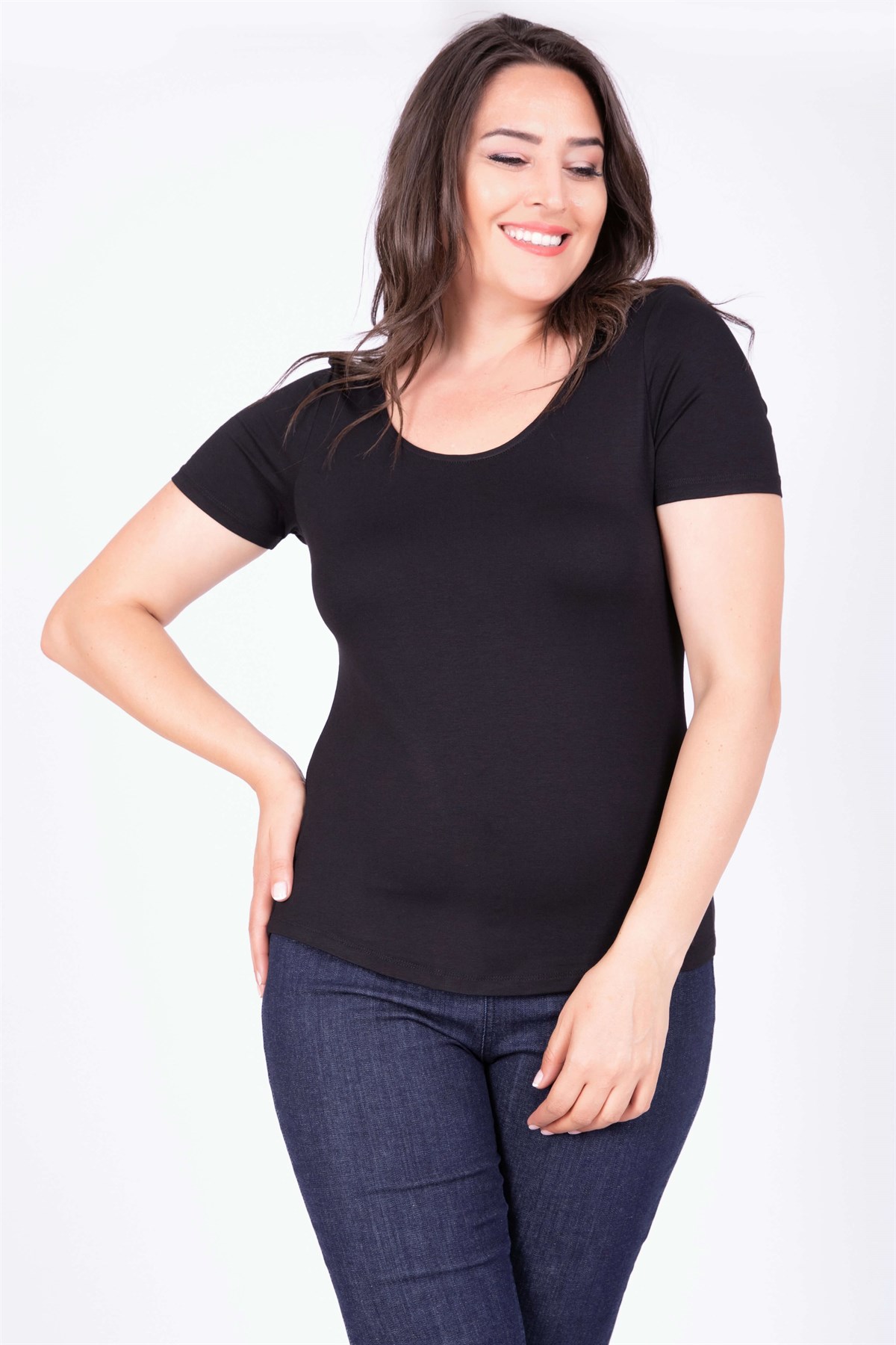 Myline-Balerin Yaka Bluz-Büyük Beden Bluz-34496