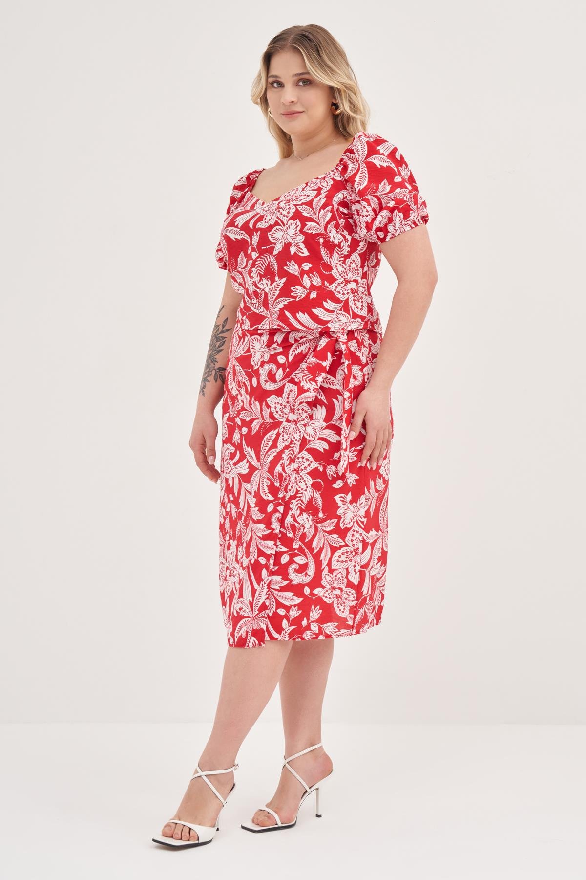 Myline-Balon Kol Gipeli Top-Büyük Beden Bluz-139071