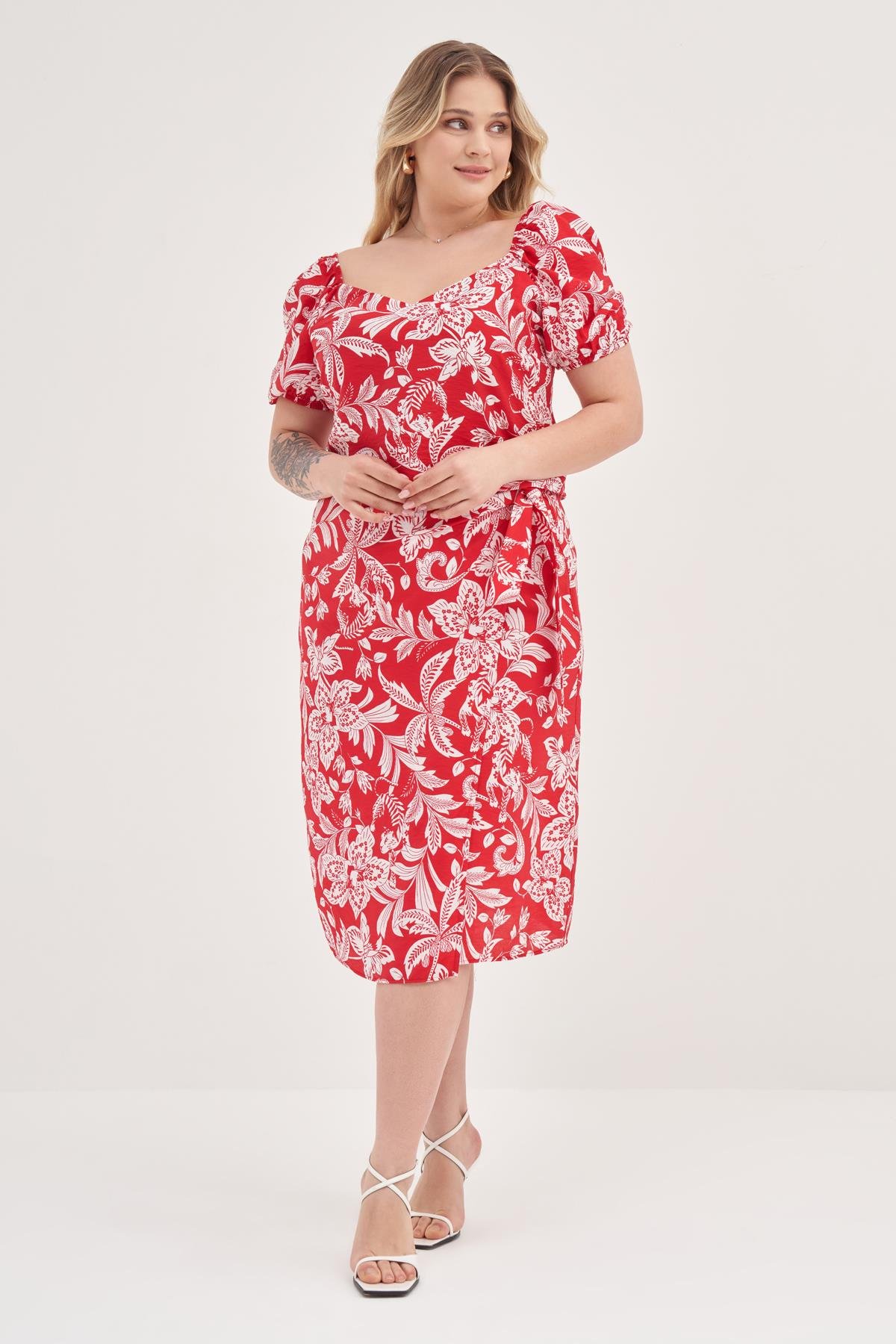 Myline-Balon Kol Gipeli Top-Büyük Beden Bluz-139071