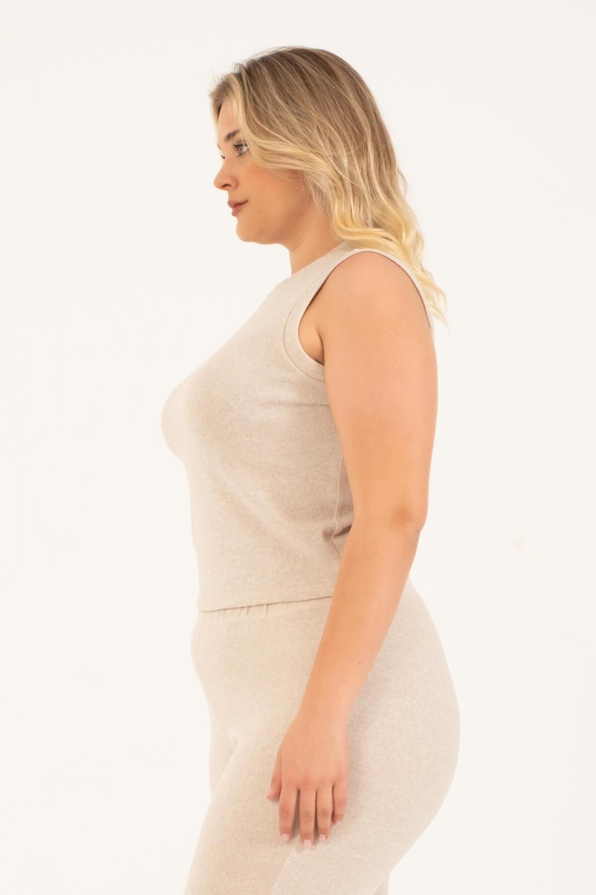 Myline-Basic Kolsuz Triko Top-Büyük Beden Tişört-118396