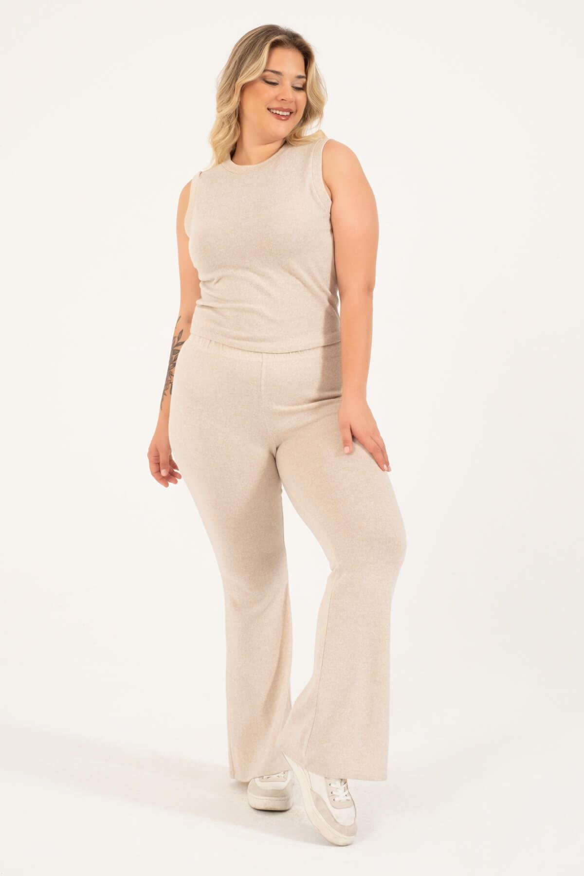 Myline-Basic Kolsuz Triko Top-Büyük Beden Tişört-118396