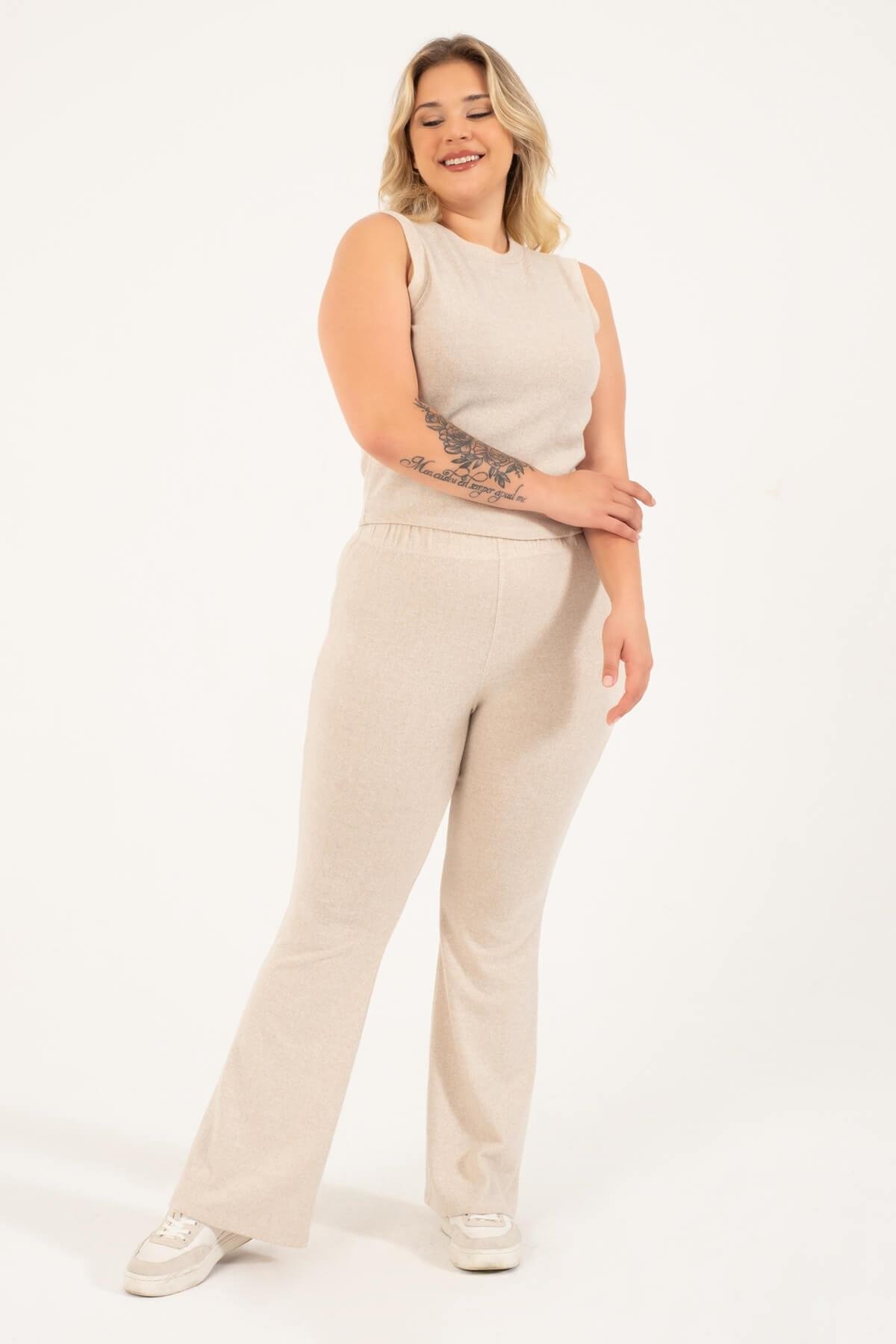 Myline-Basic Kolsuz Triko Top-Büyük Beden Tişört-118396