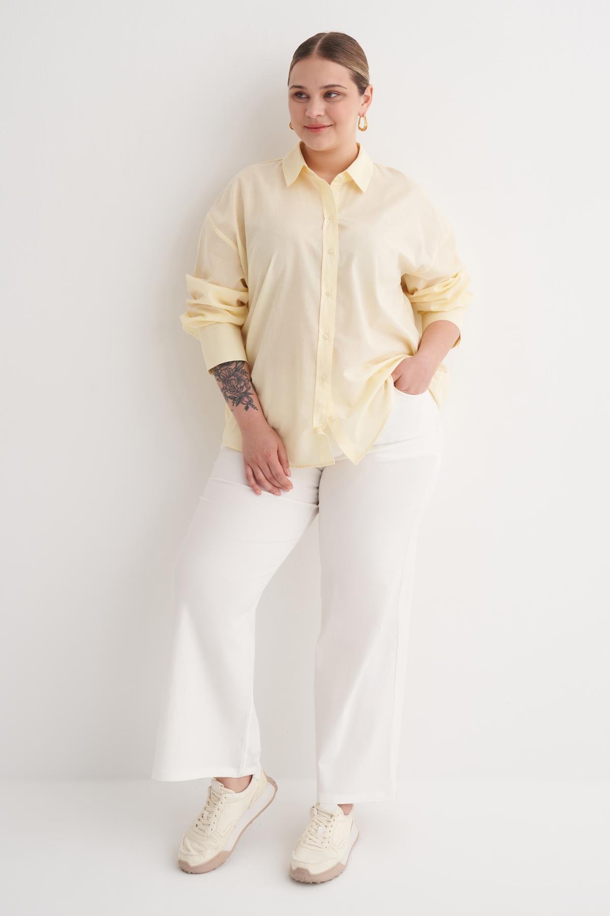 Myline-Basic Pamuk Gömlek-Büyük Beden Gömlek-149885