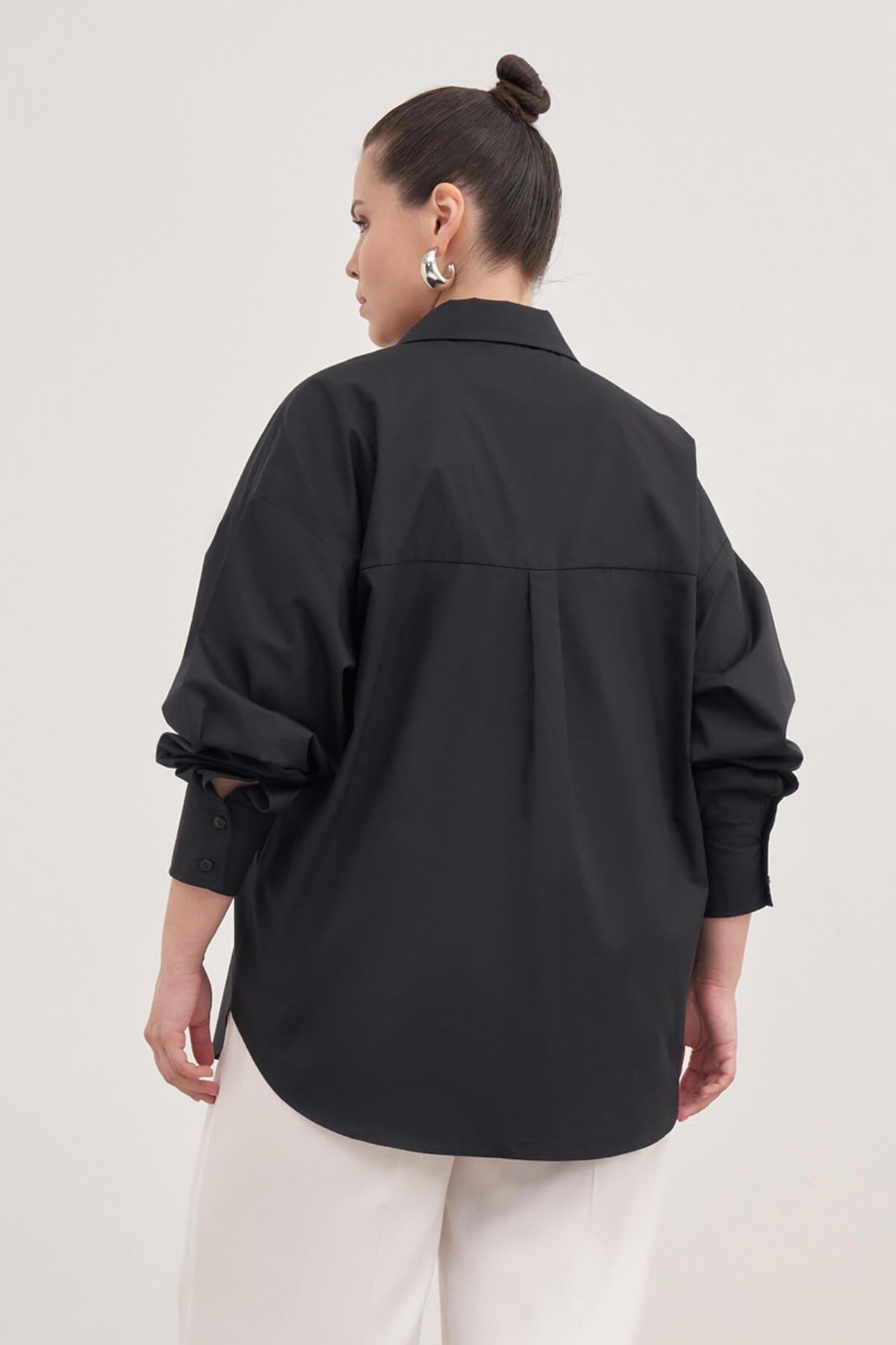 Myline-Basic Poplin Gömlek -Büyük Beden Gömlek-139139