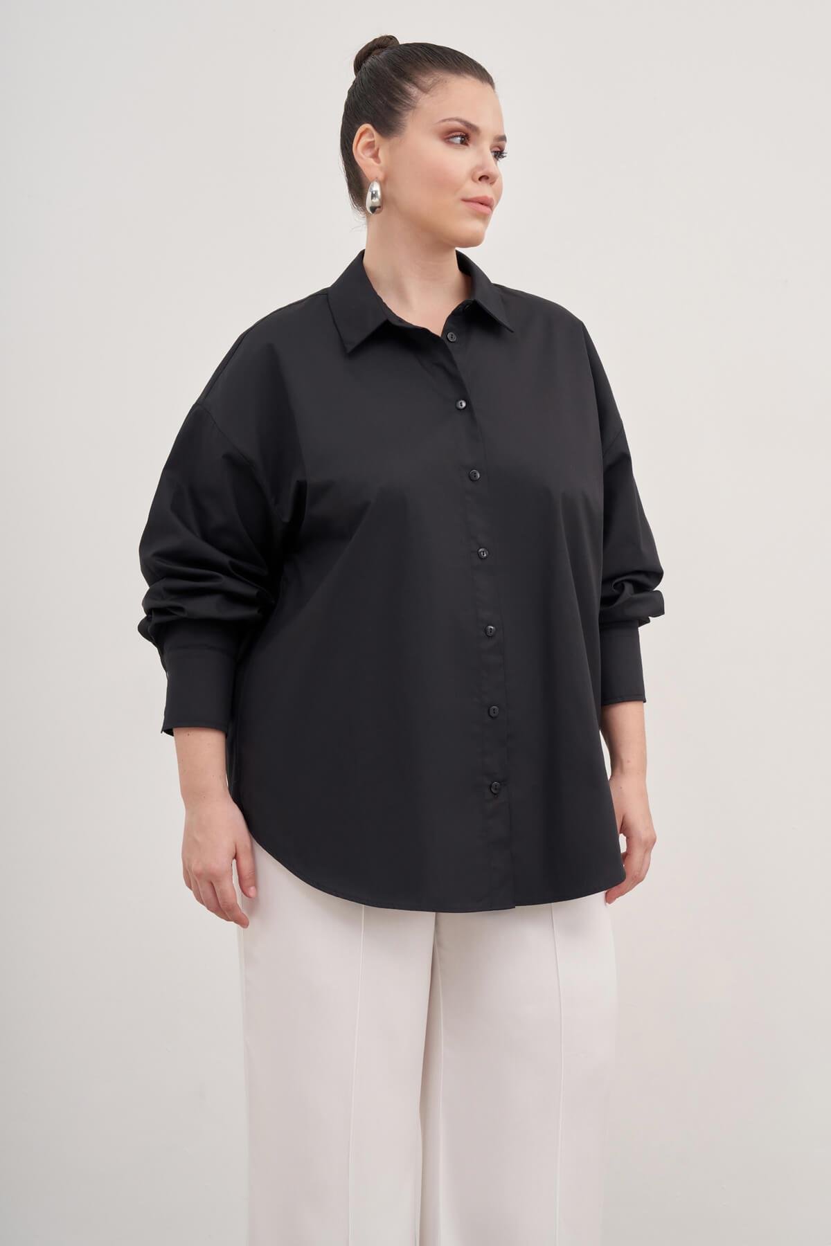 Myline-Basic Poplin Gömlek -Büyük Beden Gömlek-139139