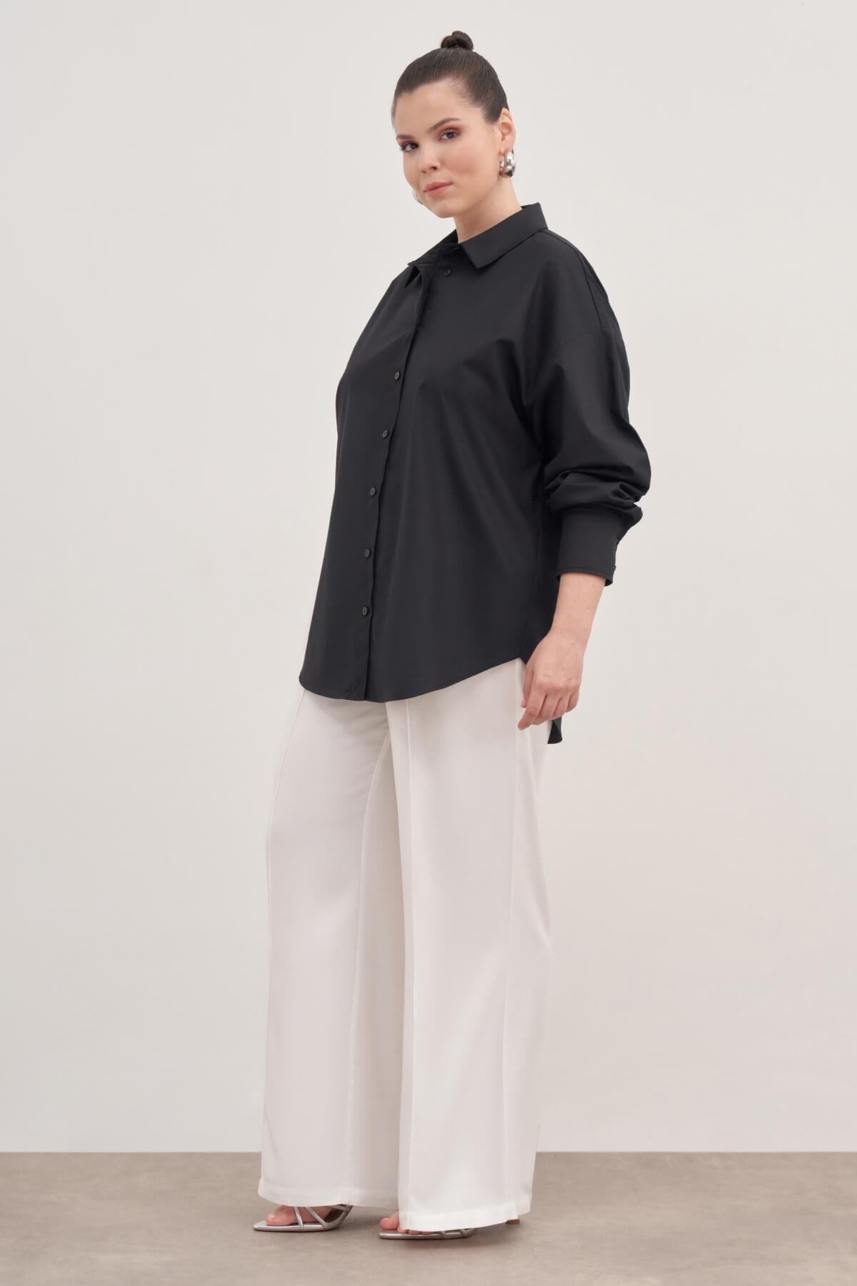 Myline-Basic Poplin Gömlek -Büyük Beden Gömlek-139139