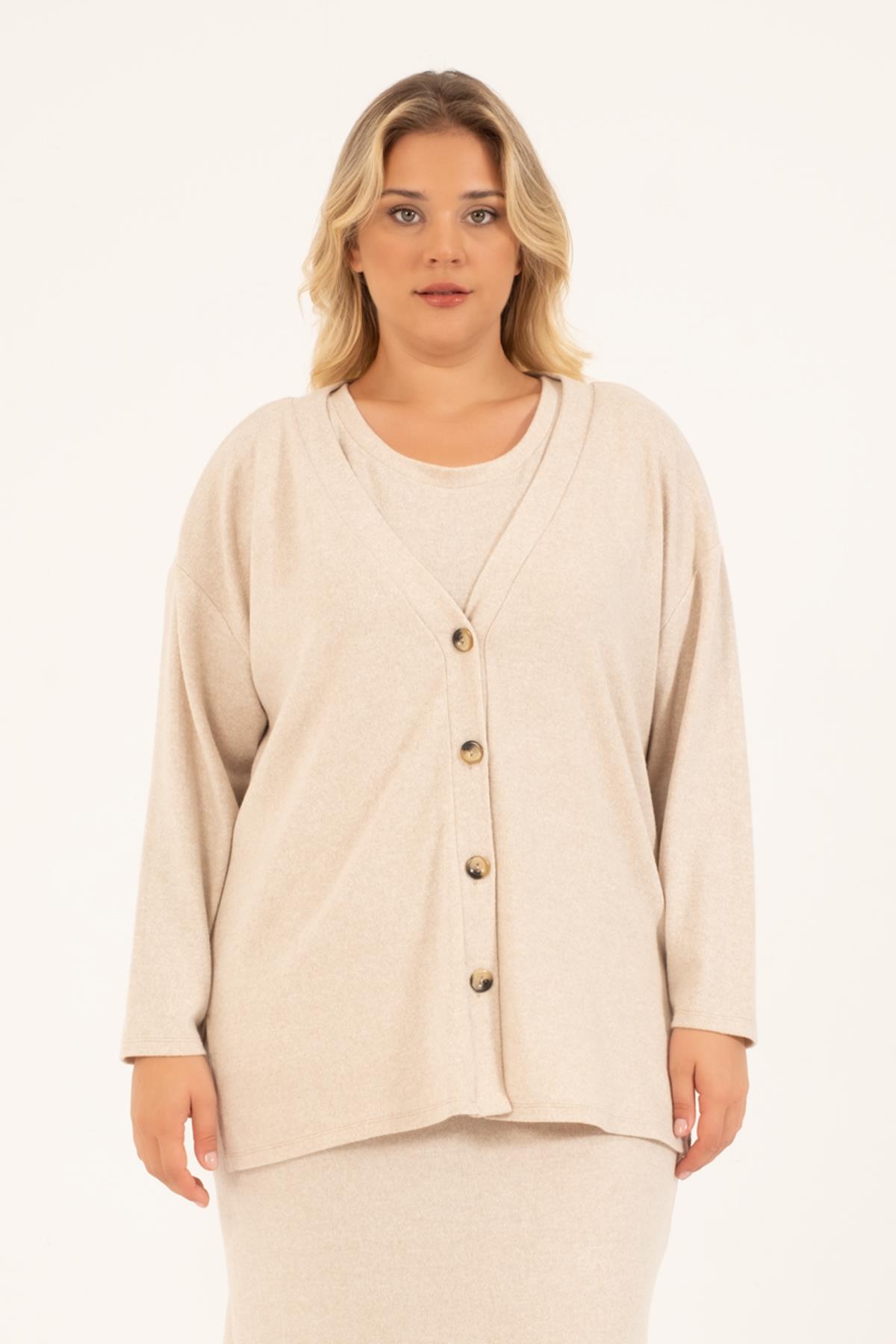 Myline-Basic Triko Hırka-Büyük Beden Hırka-88160