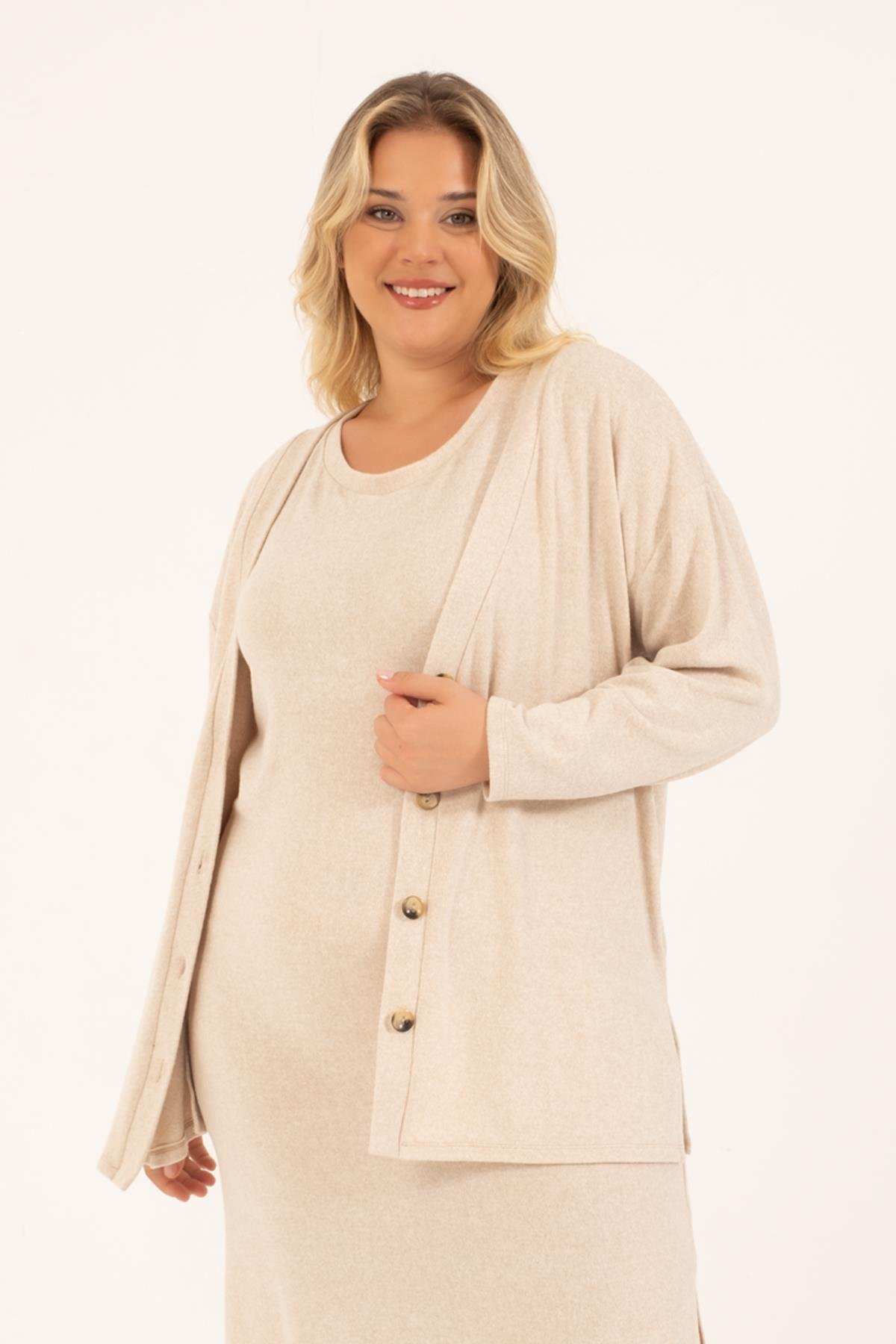 Myline-Basic Triko Hırka-Büyük Beden Hırka-88160