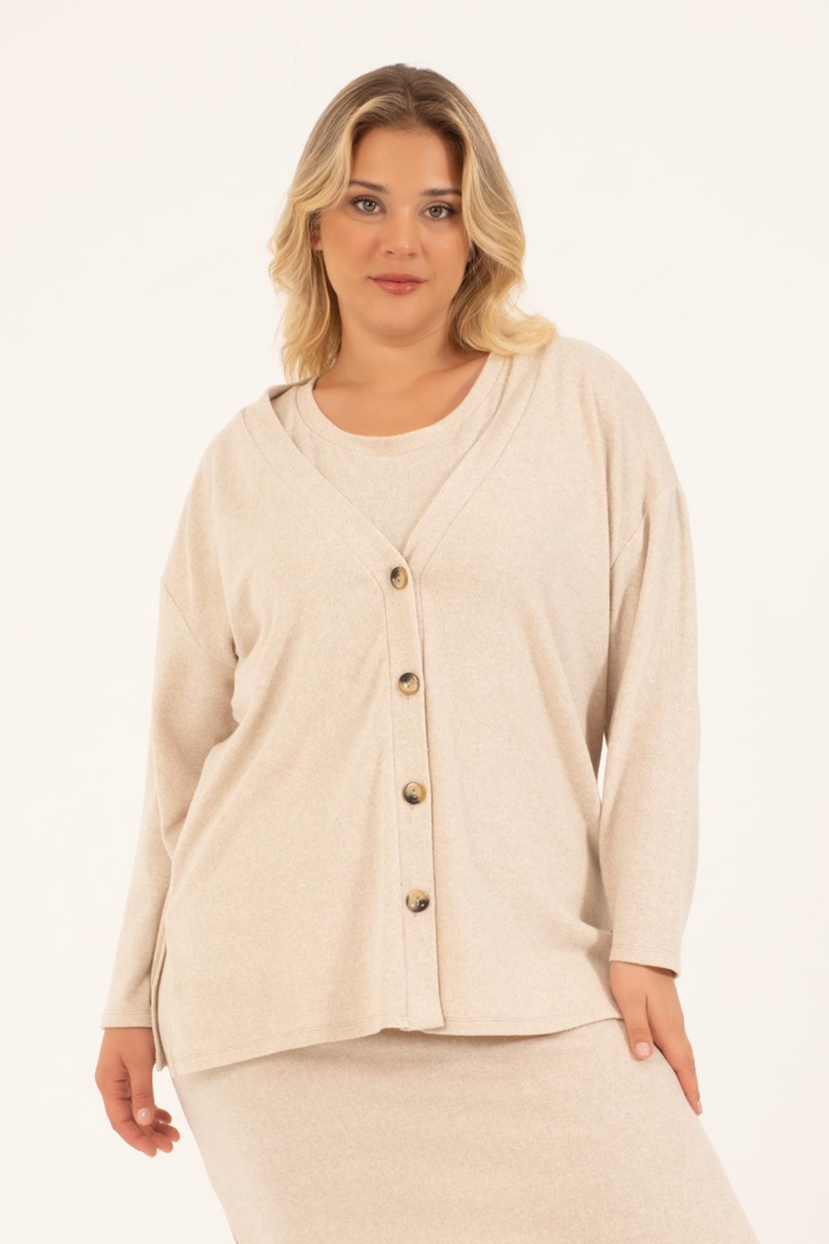 Myline-Basic Triko Hırka-Büyük Beden Hırka-88160