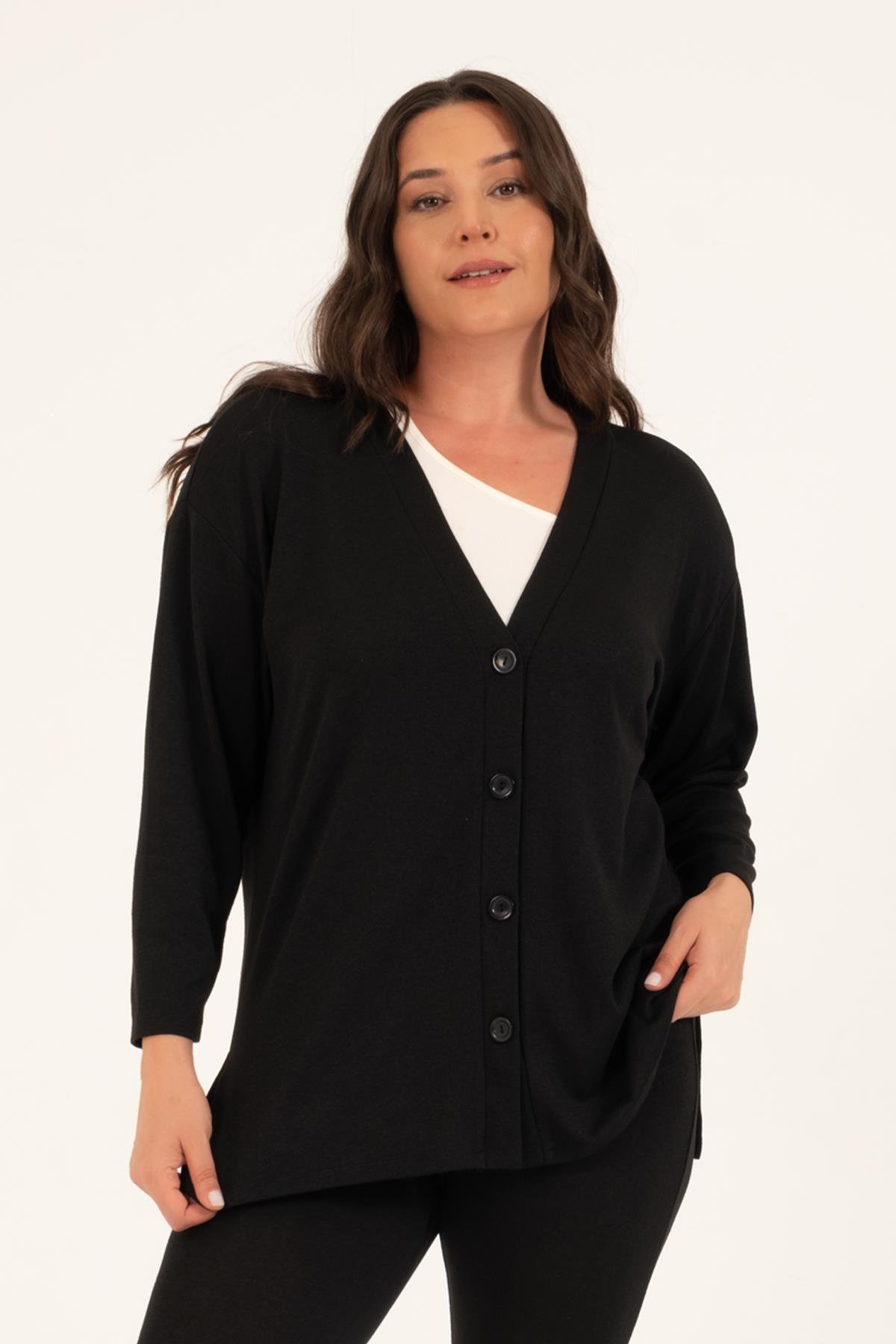 Myline-Basic Triko Hırka-Büyük Beden Hırka-88299