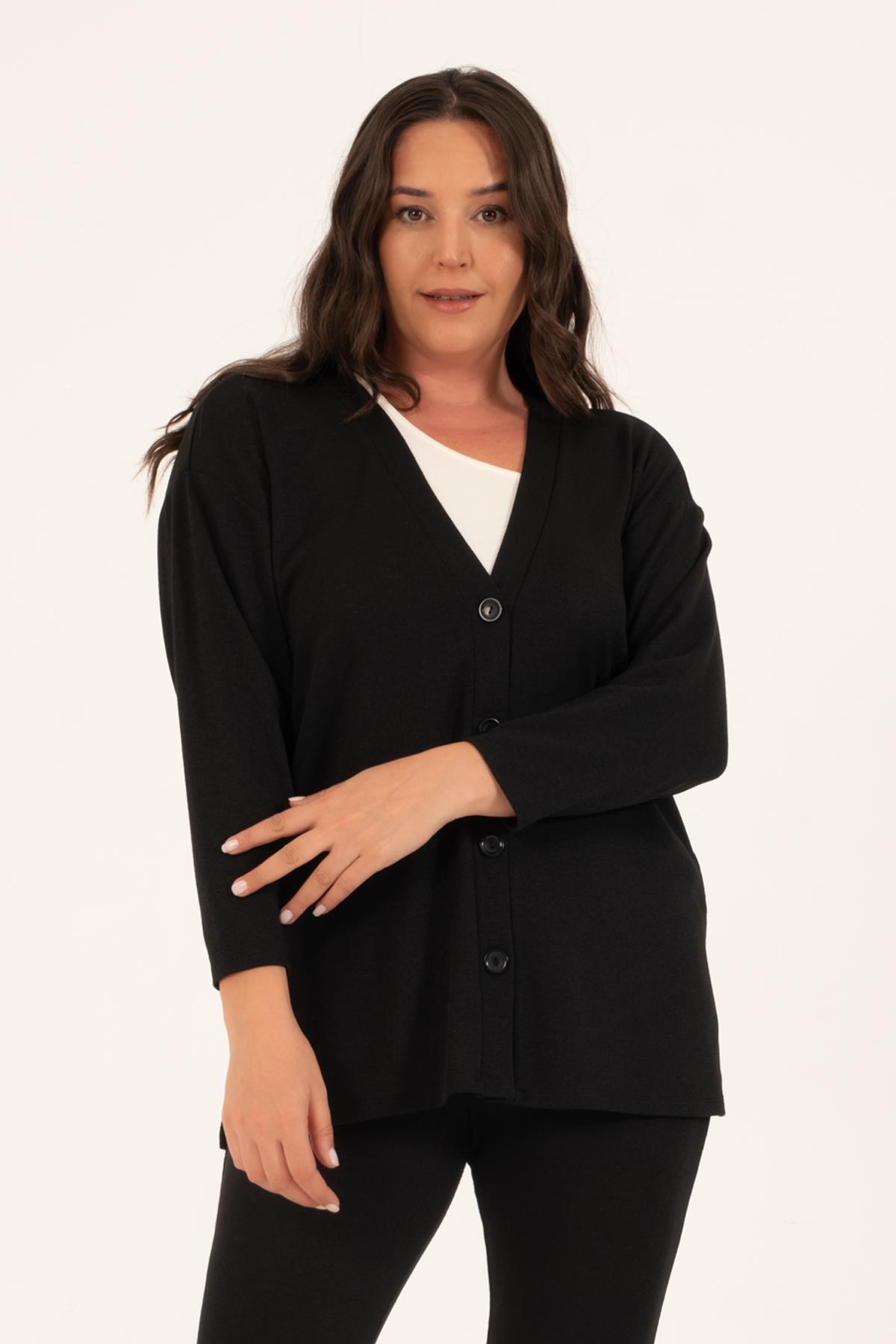 Myline-Basic Triko Hırka-Büyük Beden Hırka-88299