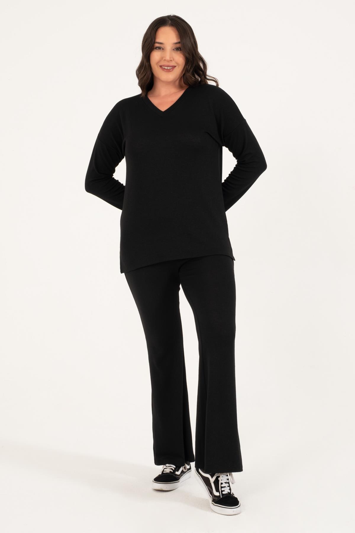 Myline-Basic V Yaka Triko Kazak -Büyük Beden Tunik-88141